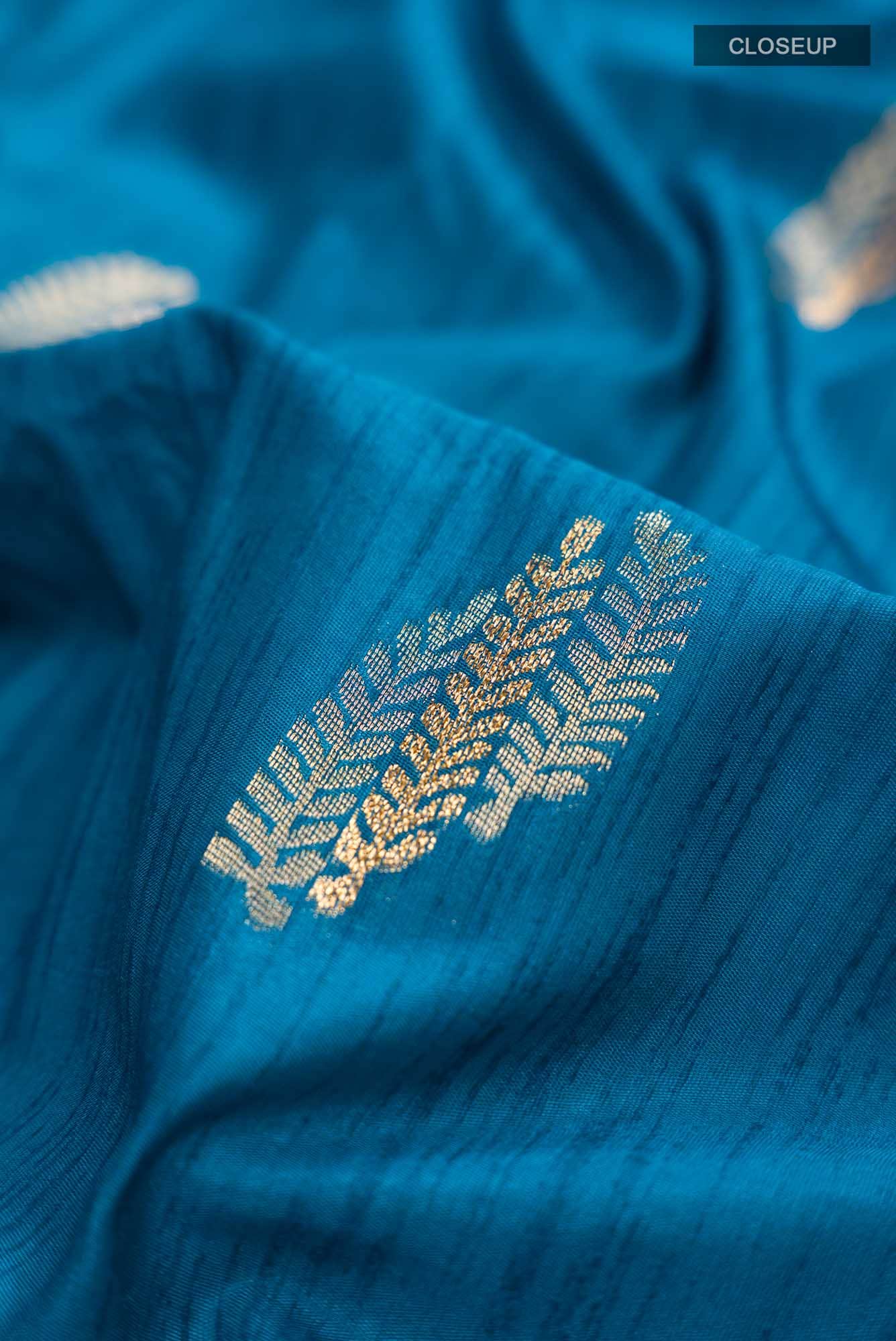 Blue Blended Tussar Silk Saree