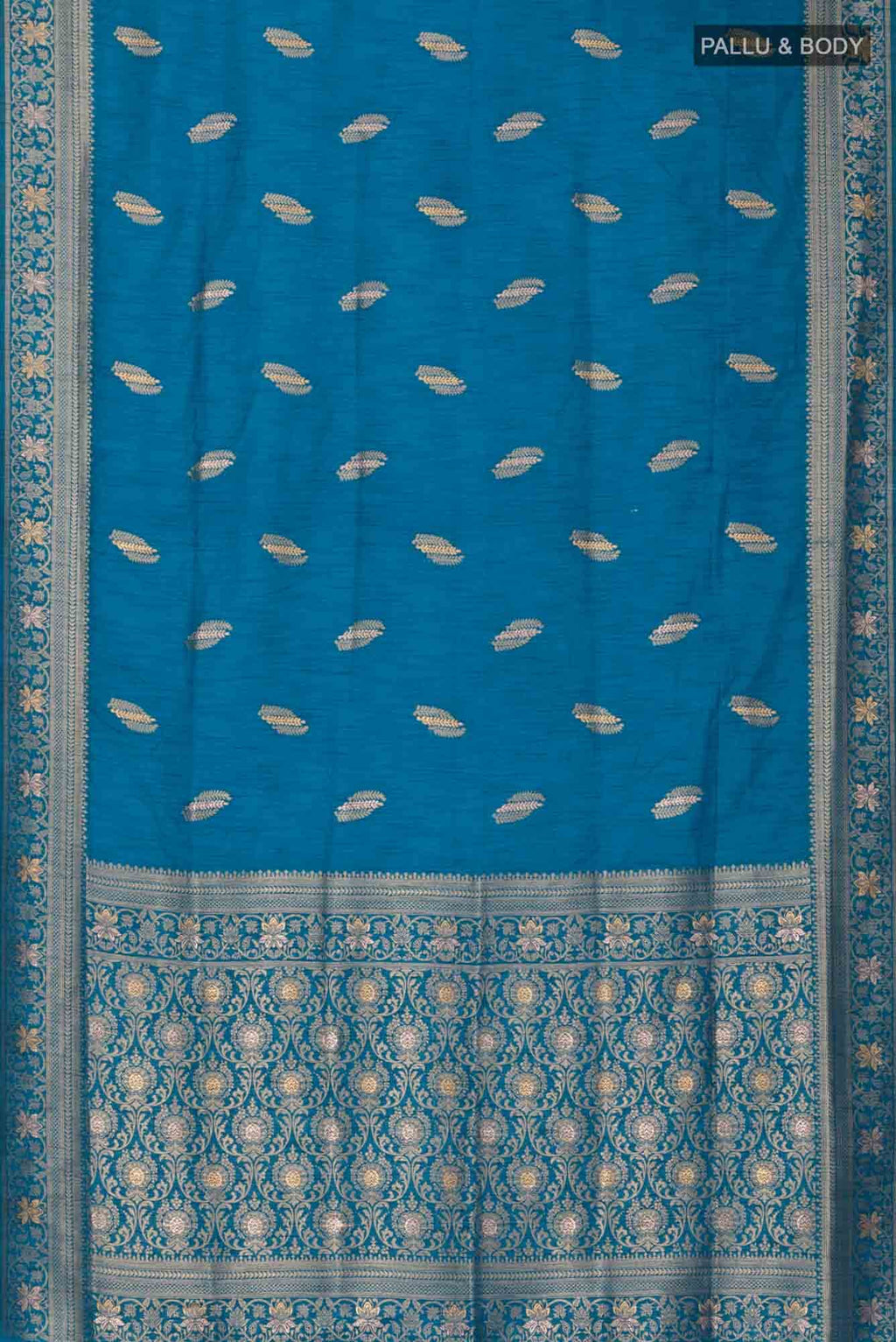 Blue Blended Tussar Silk Saree