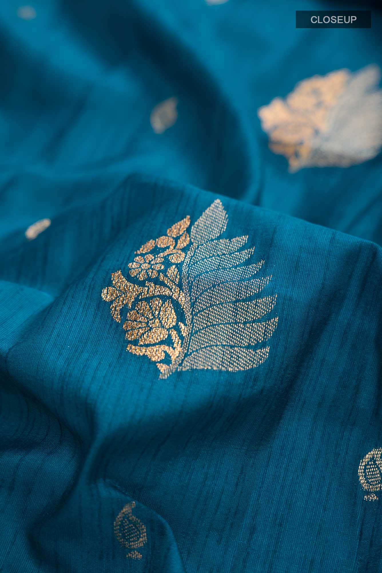 Blue Blended Tussar Silk Saree