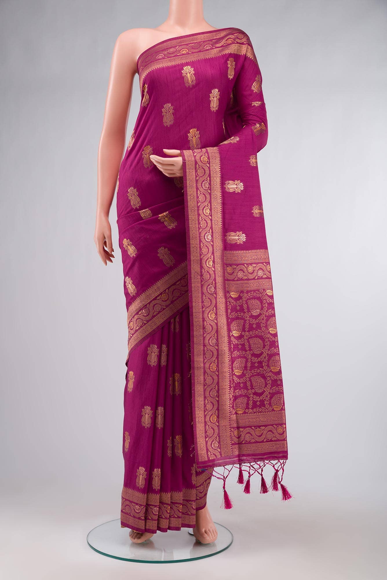 Pink Blended Tussar Silk Saree