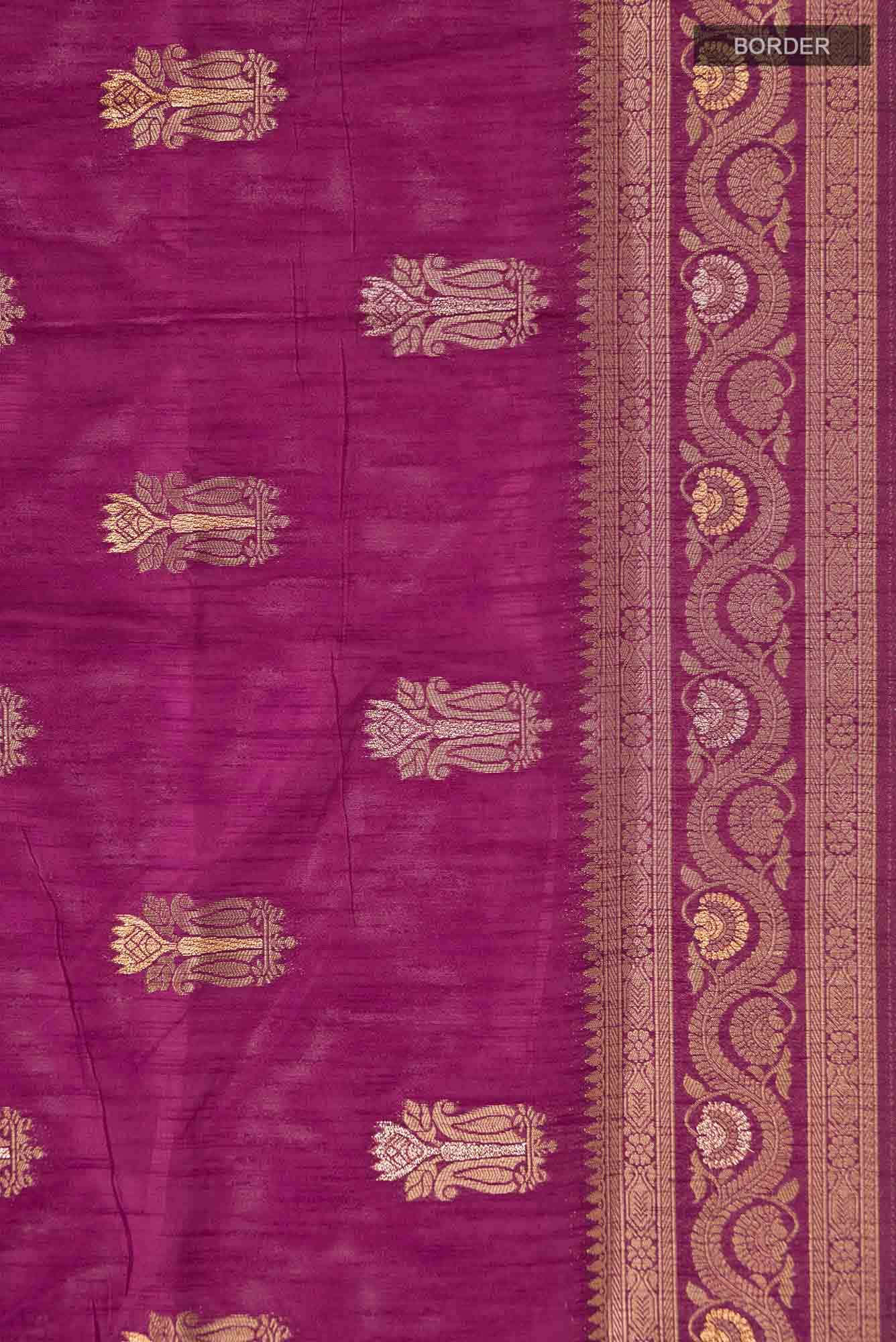 Burgundy Blended Tussar Silk Saree