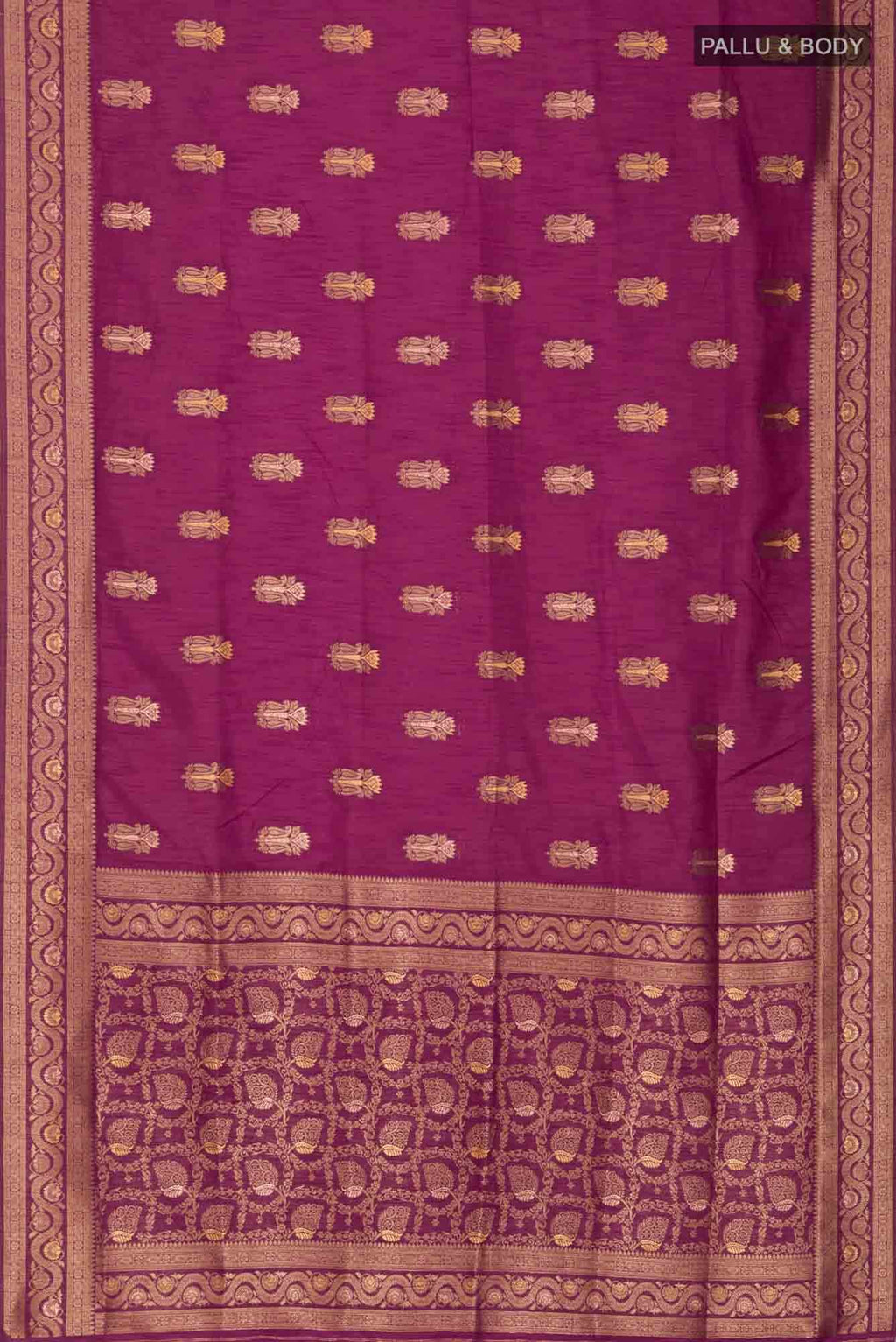 Burgundy Blended Tussar Silk Saree