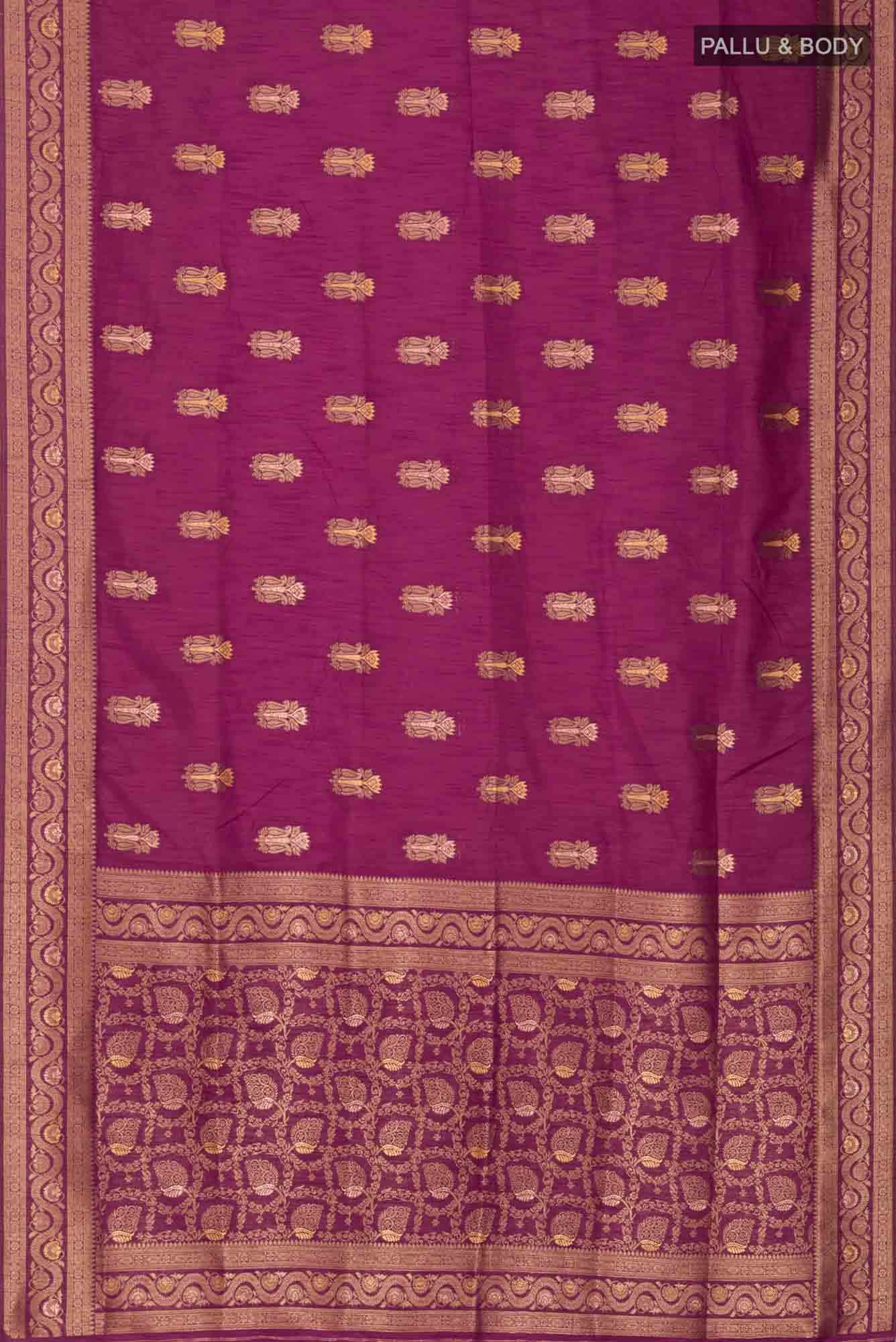 Burgundy Blended Tussar Silk Saree