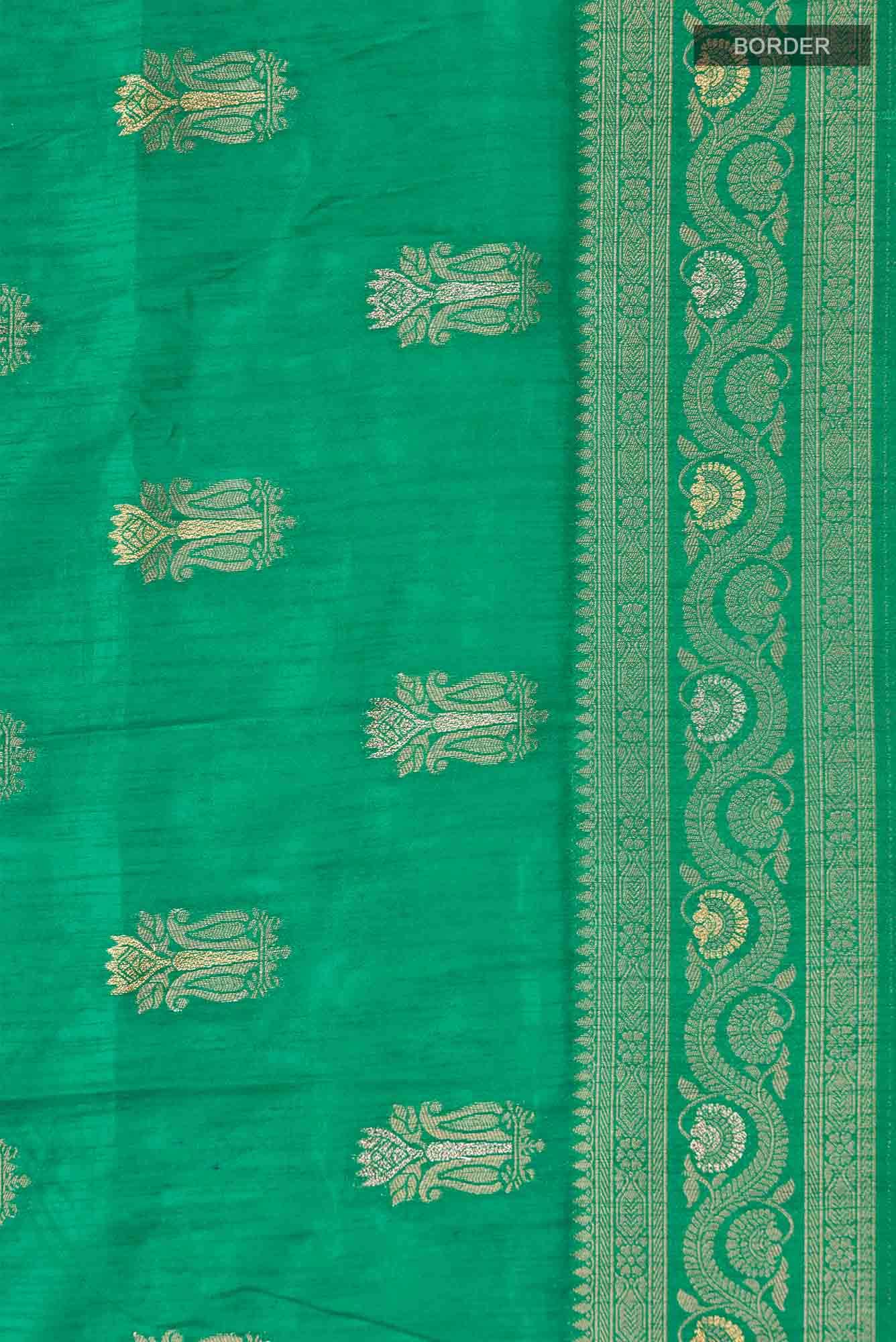 Green Blended Tussar Silk Saree