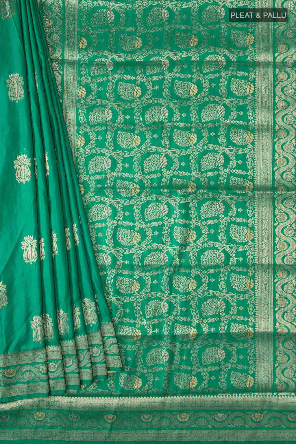 Green Blended Tussar Silk Saree