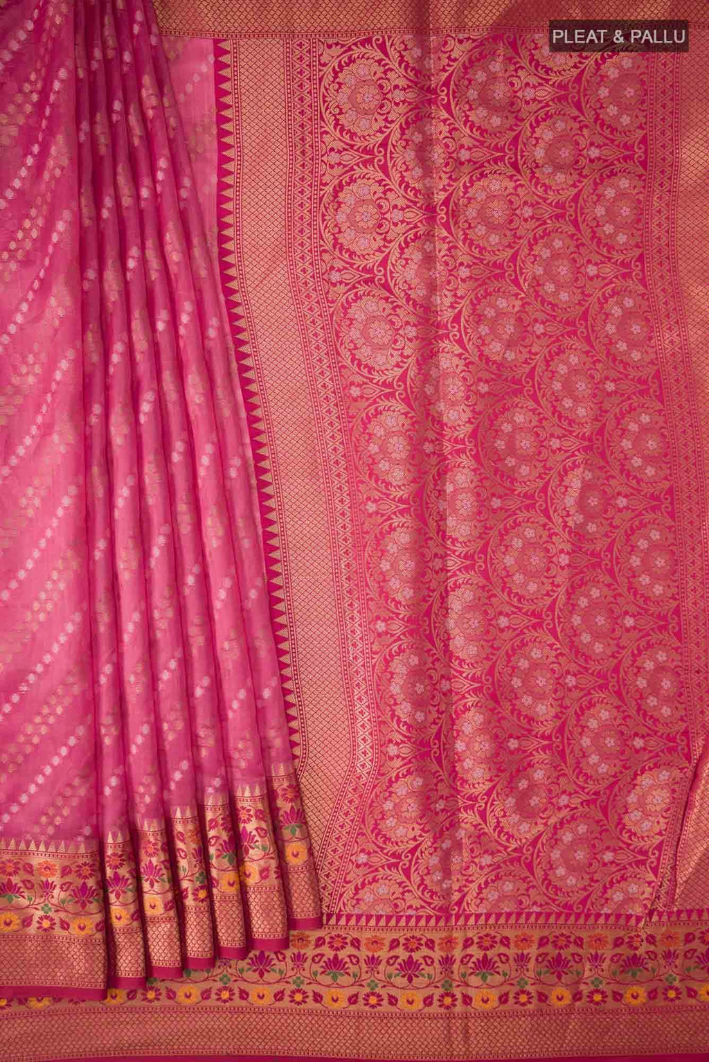 Pink Blended Banarasi Silk Cotton Saree