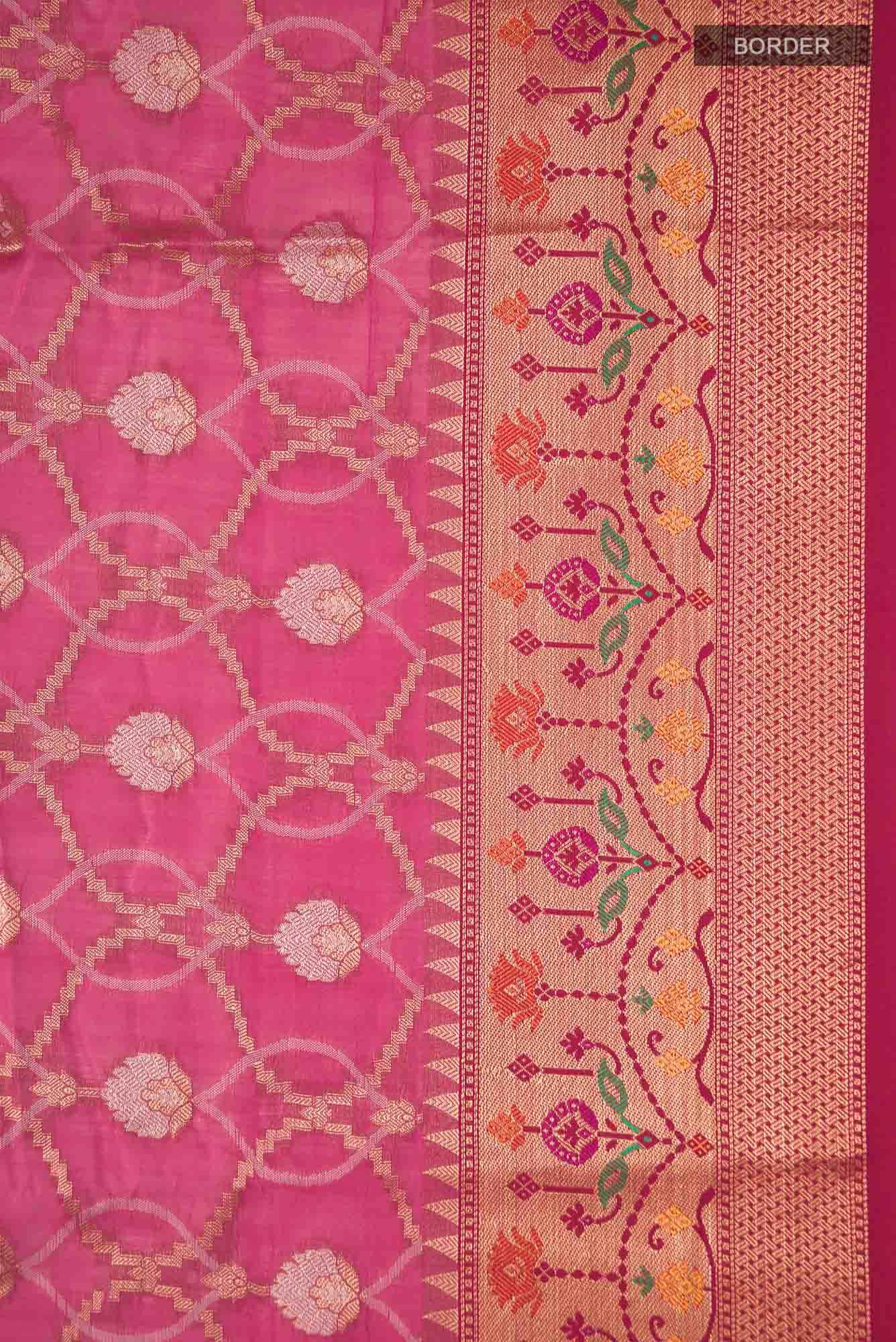Pink Blended Banarasi Silk Cotton Saree