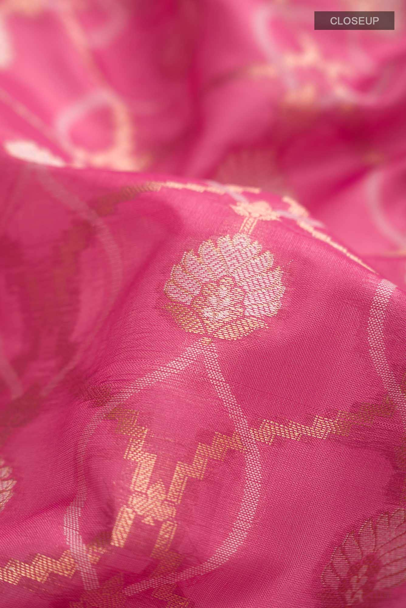 Pink Blended Banarasi Silk Cotton Saree