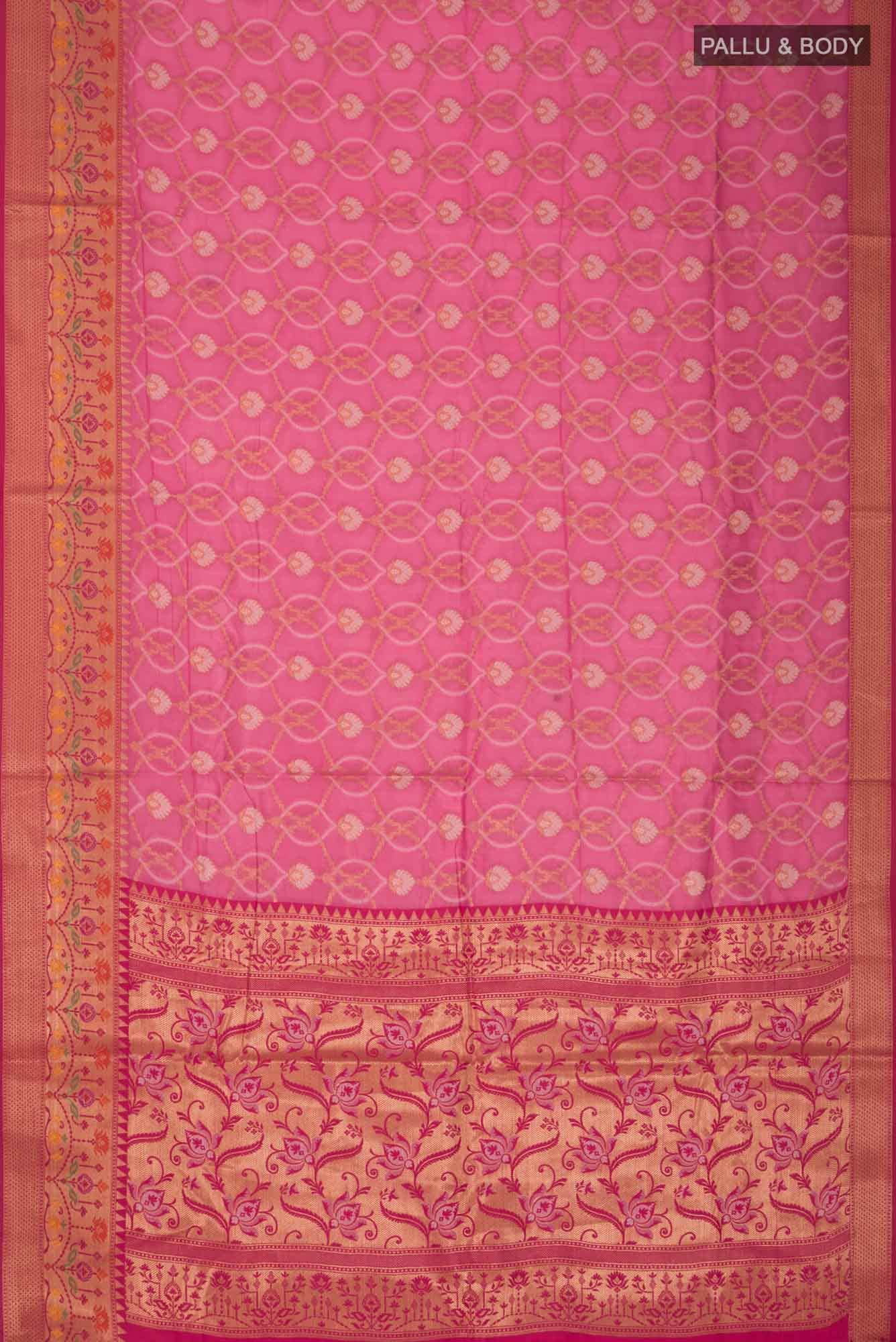 Pink Blended Banarasi Silk Cotton Saree