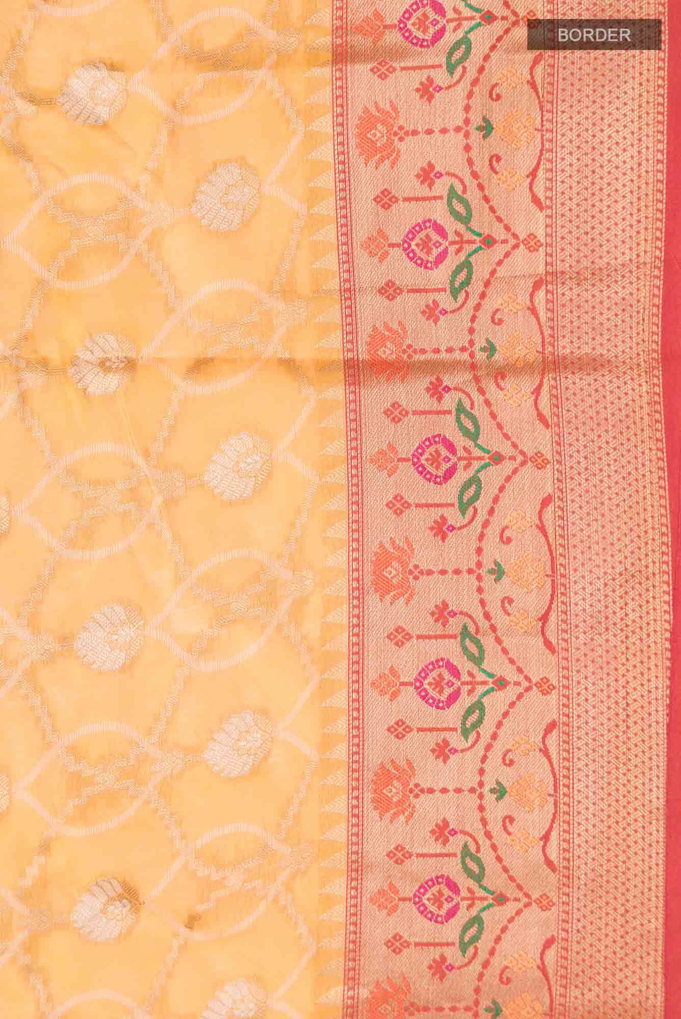Yellow Blended Banarasi Silk Cotton Saree
