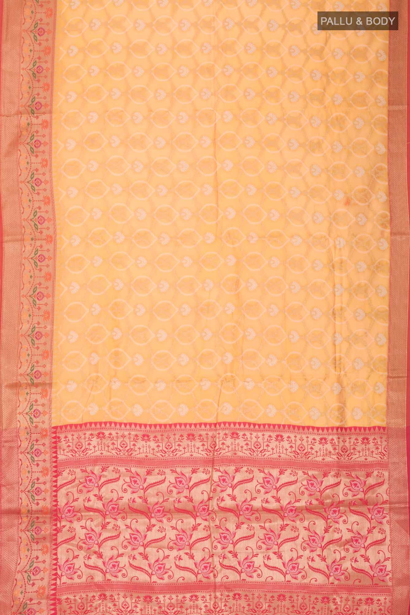Yellow Blended Banarasi Silk Cotton Saree