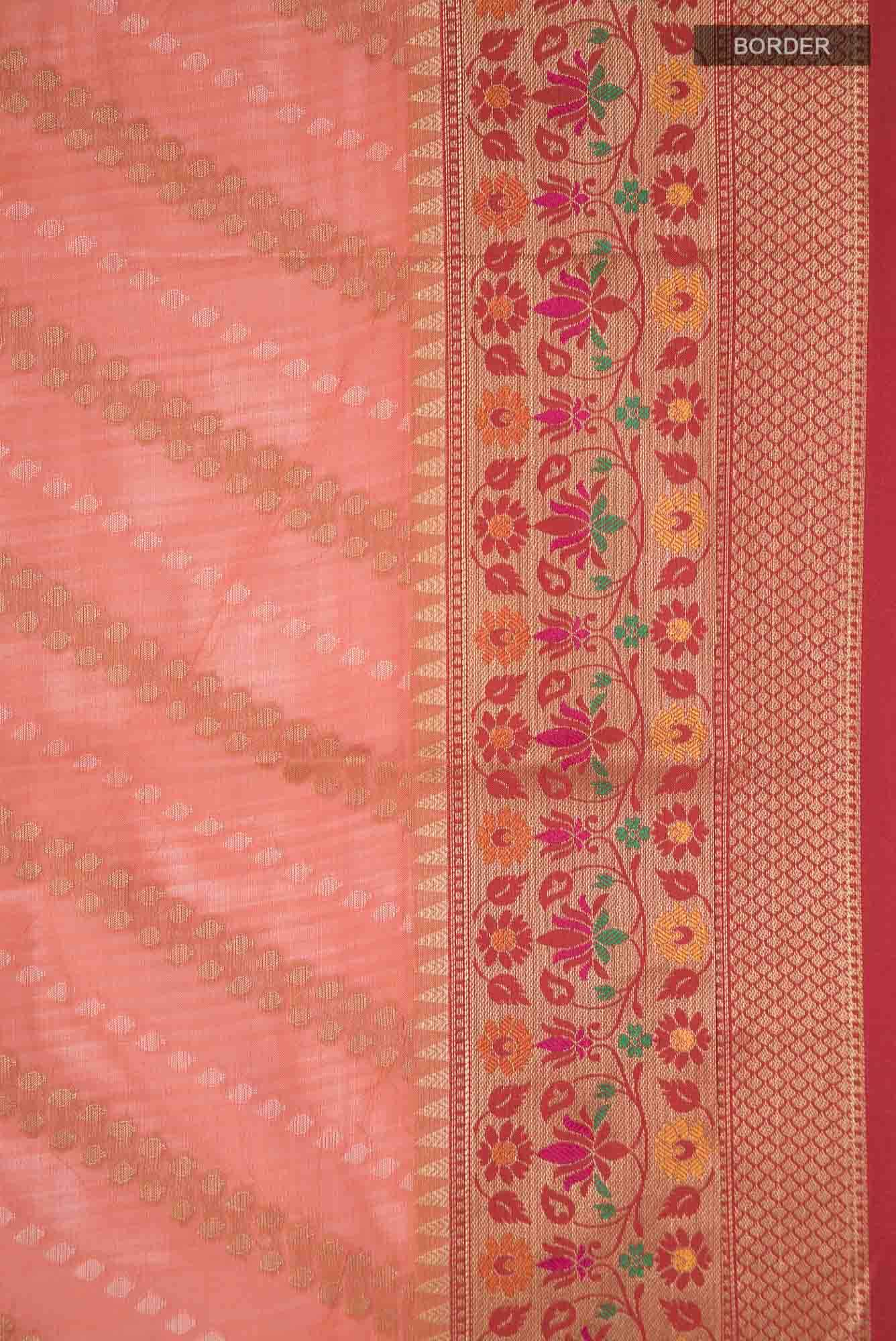 Peach Blended Banarasi Silk Cotton Saree