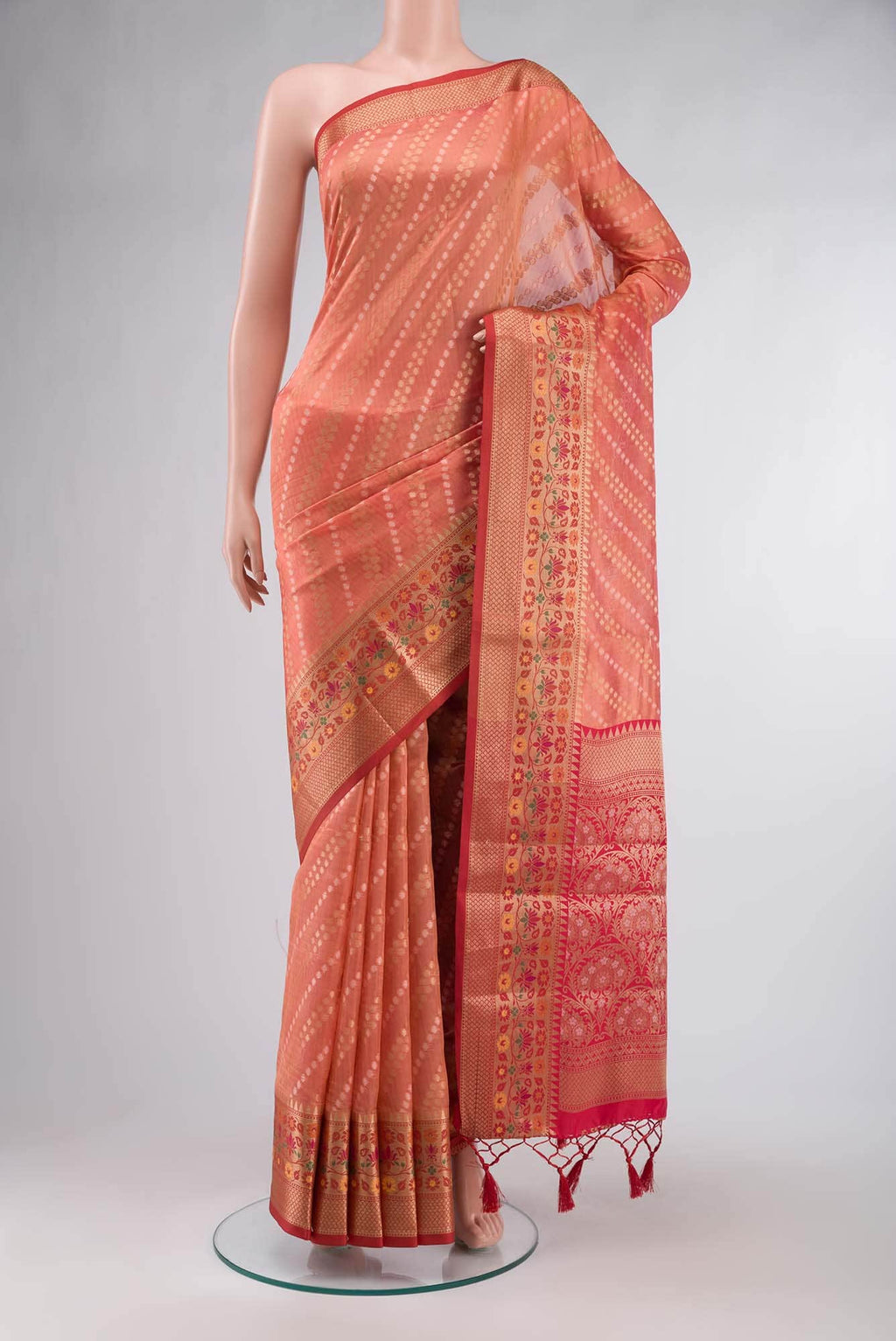Peach Blended Banarasi Silk Cotton Saree