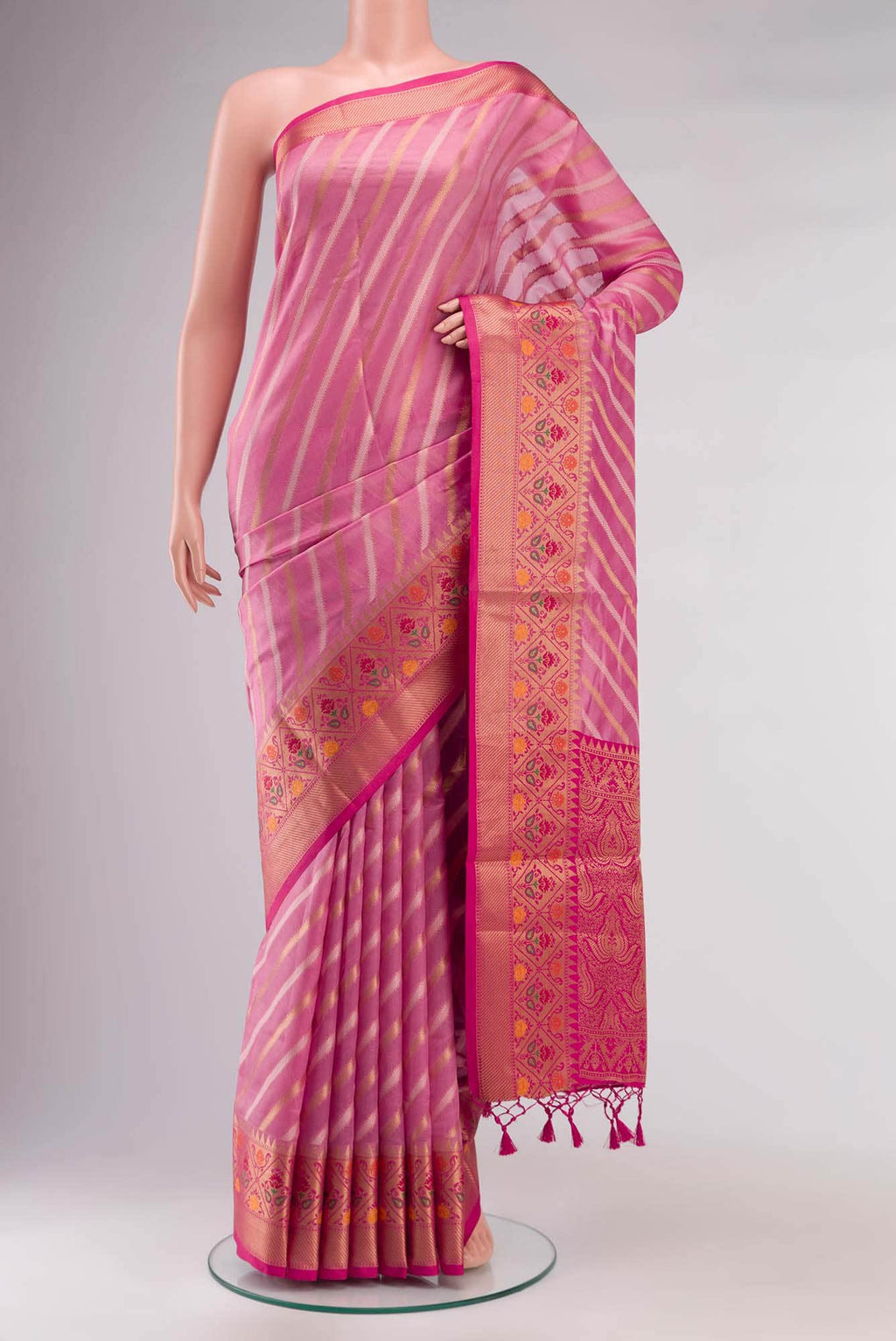 Pink Blended Banarasi Silk Cotton Saree
