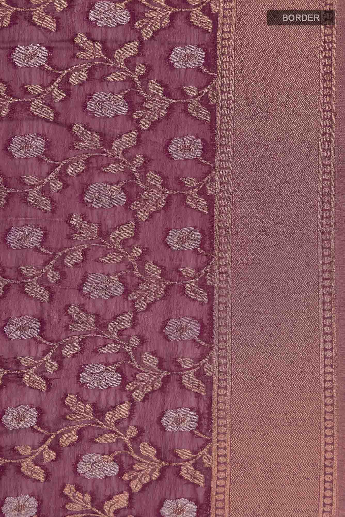 Burgundy Blended Chiffon Saree