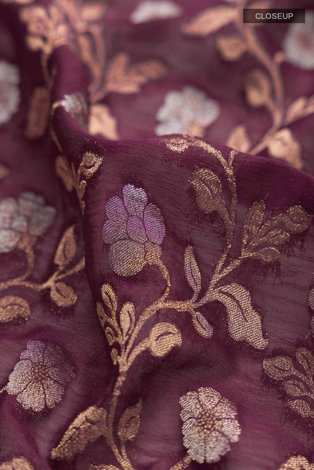 Burgundy Blended Chiffon Saree