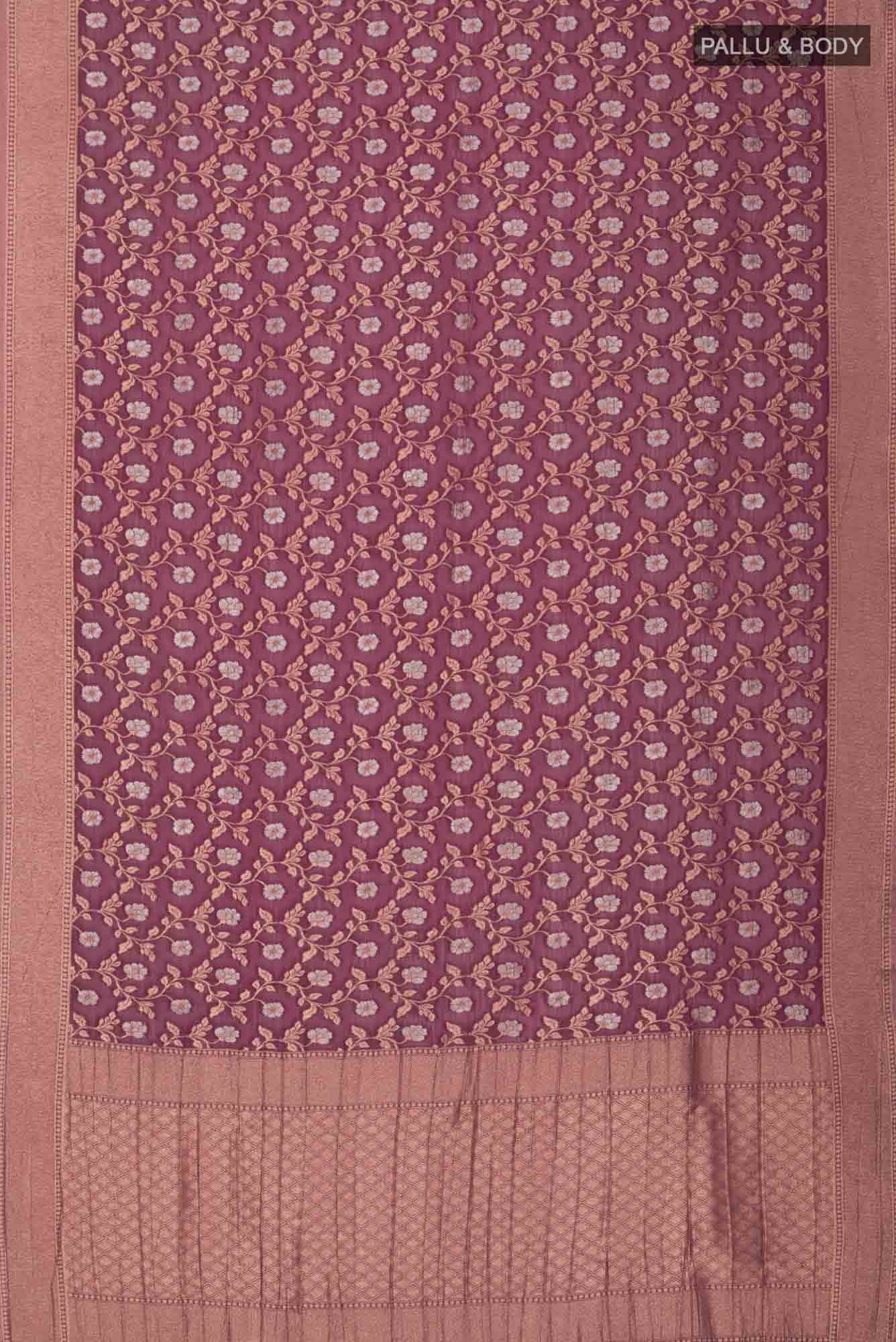 Burgundy Blended Chiffon Saree