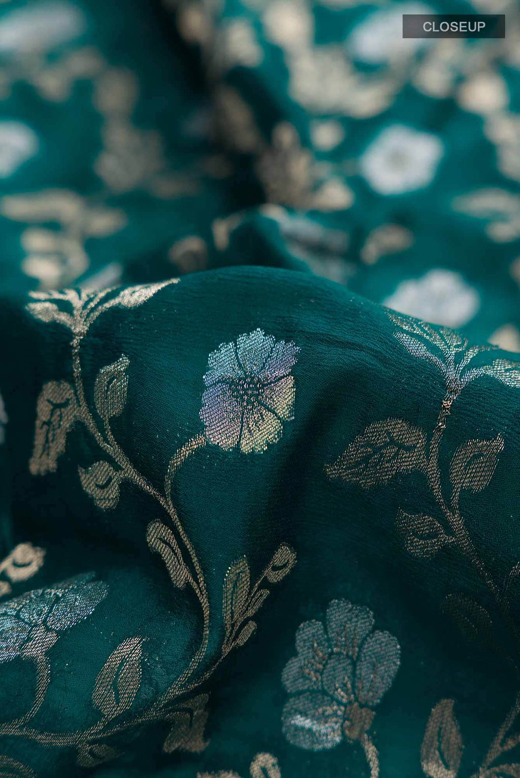 Blue Blended Chiffon Saree