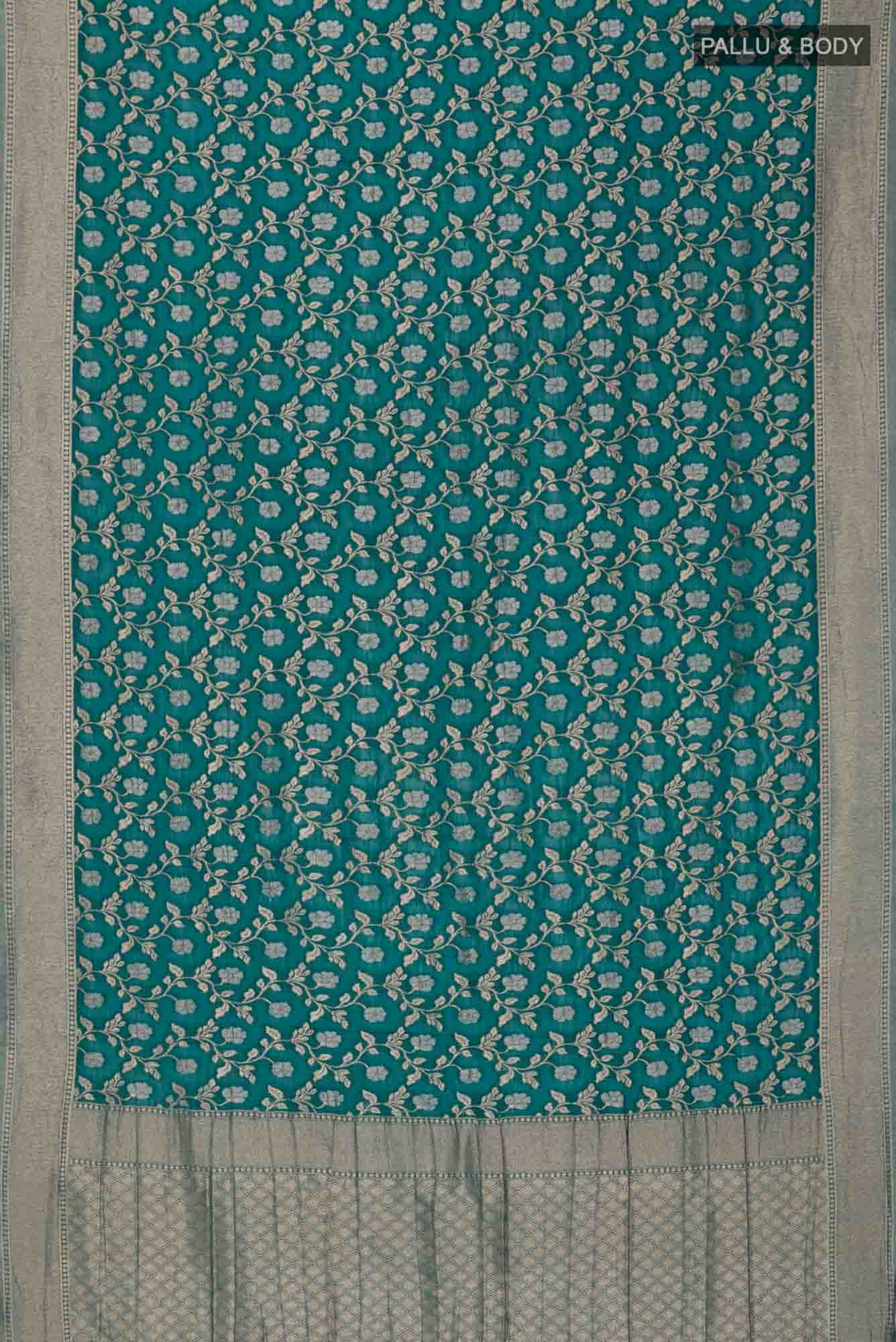Blue Blended Chiffon Saree