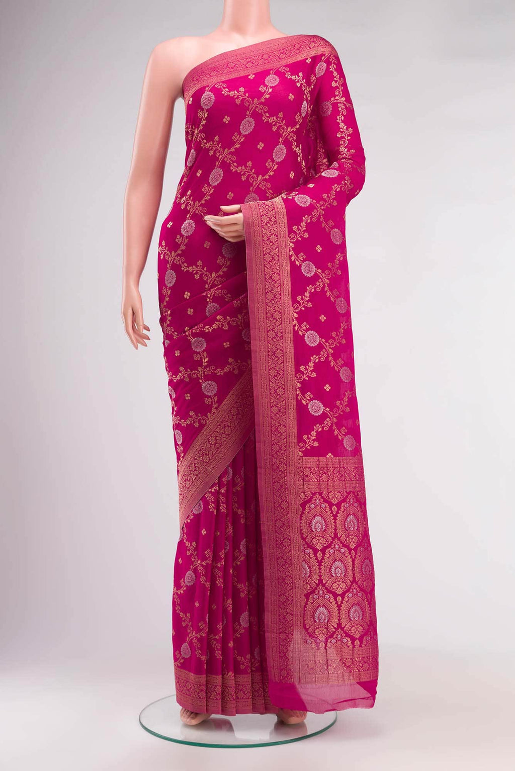 Pink Blended Chiffon Saree