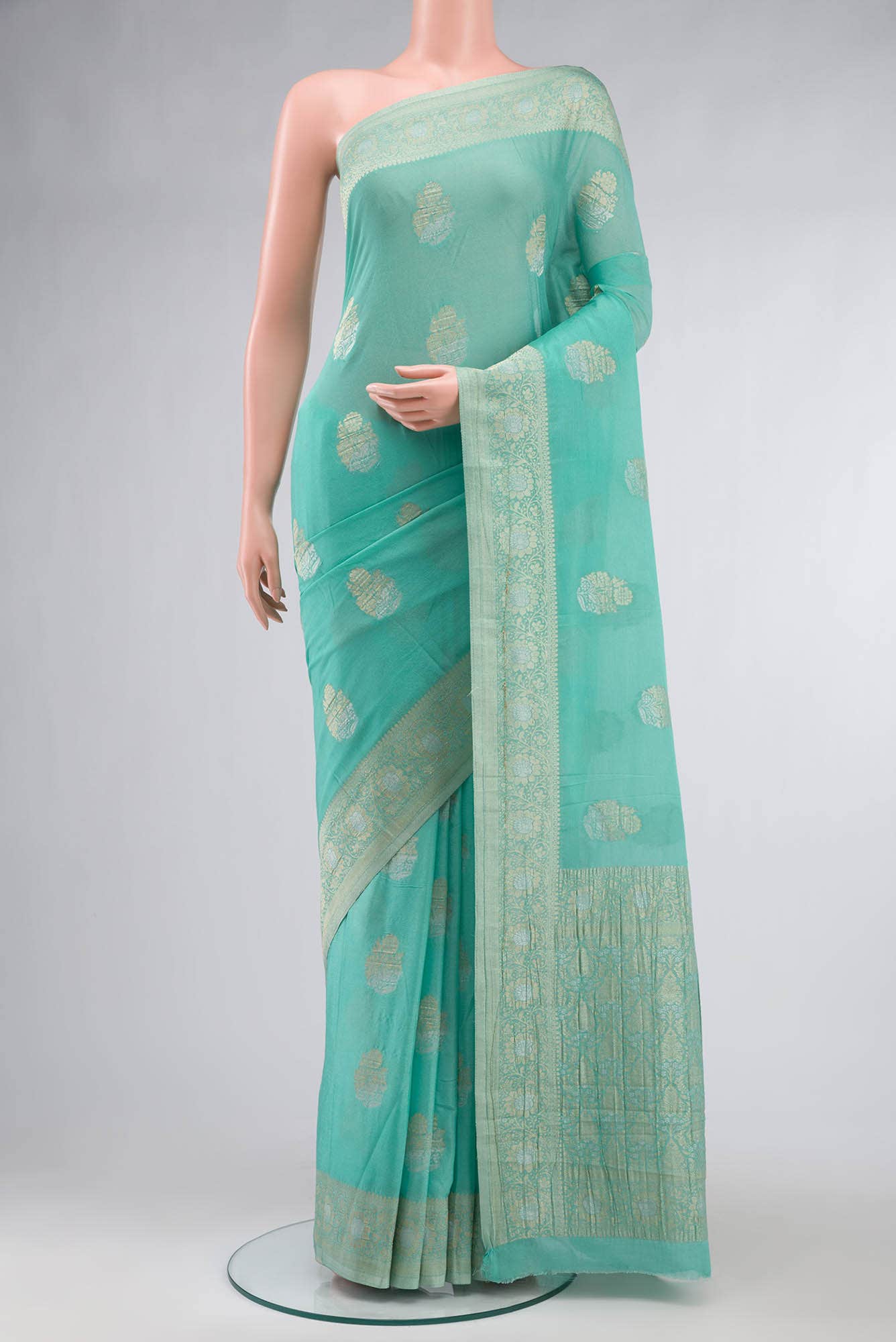 Green Blended Georgette Saree