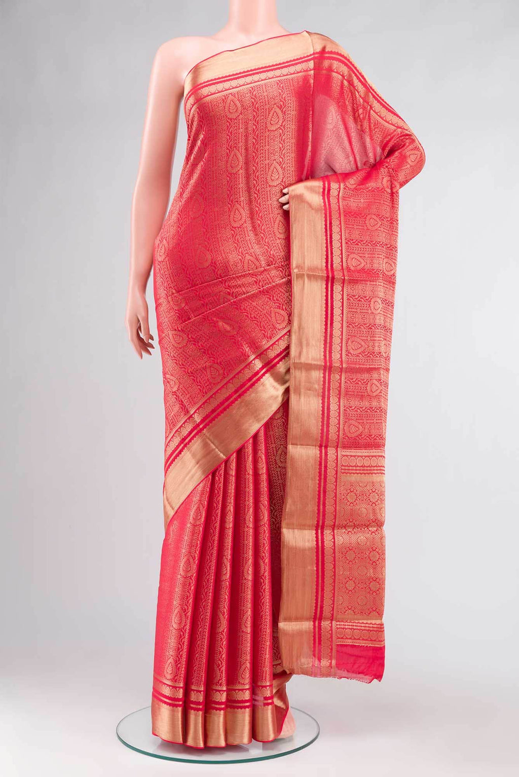 Red Blended Chiffon Saree