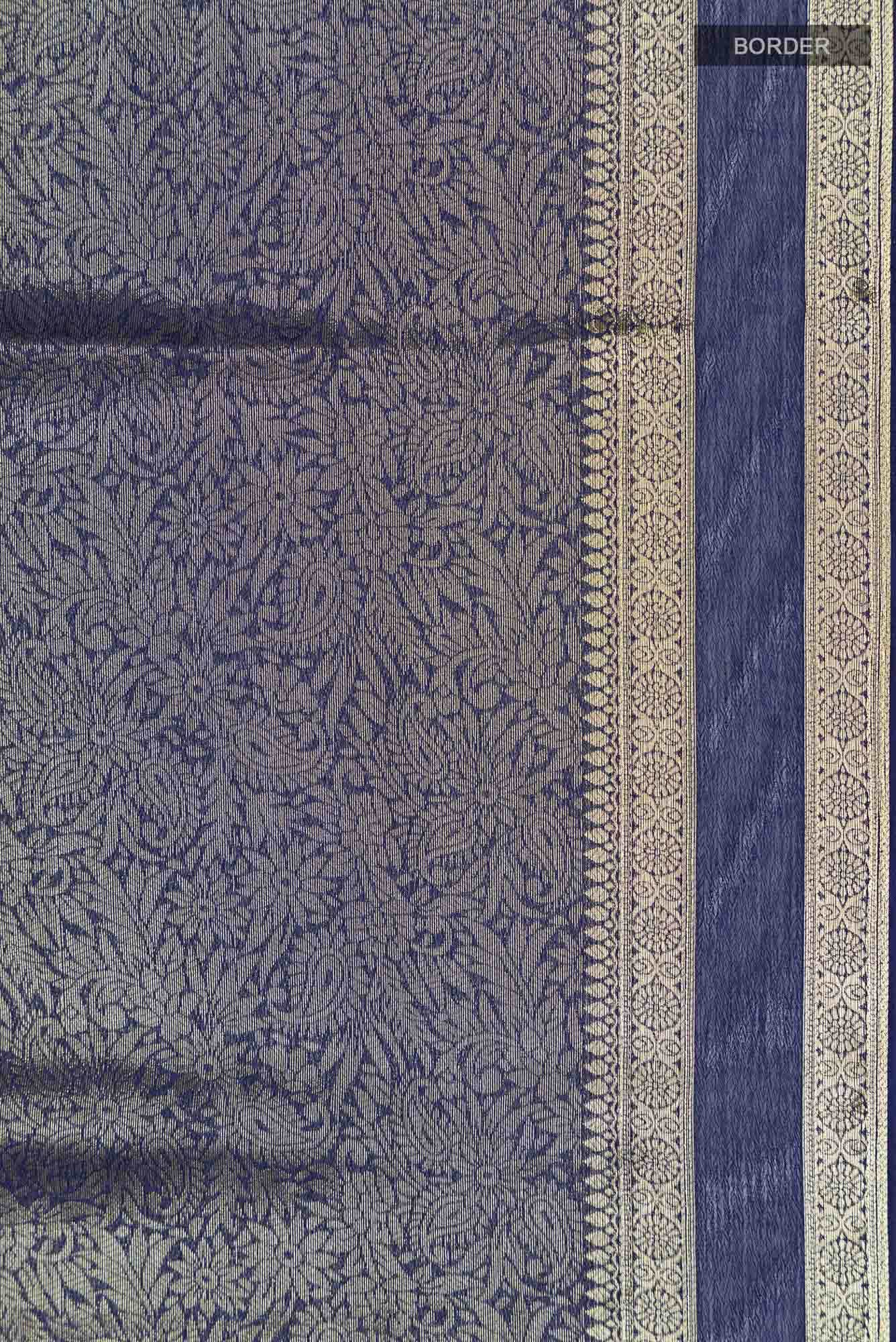Navy Blue Blended Chiffon Saree