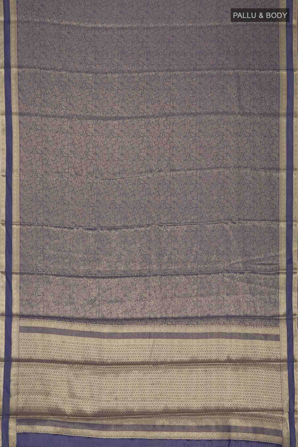 Navy Blue Blended Chiffon Saree
