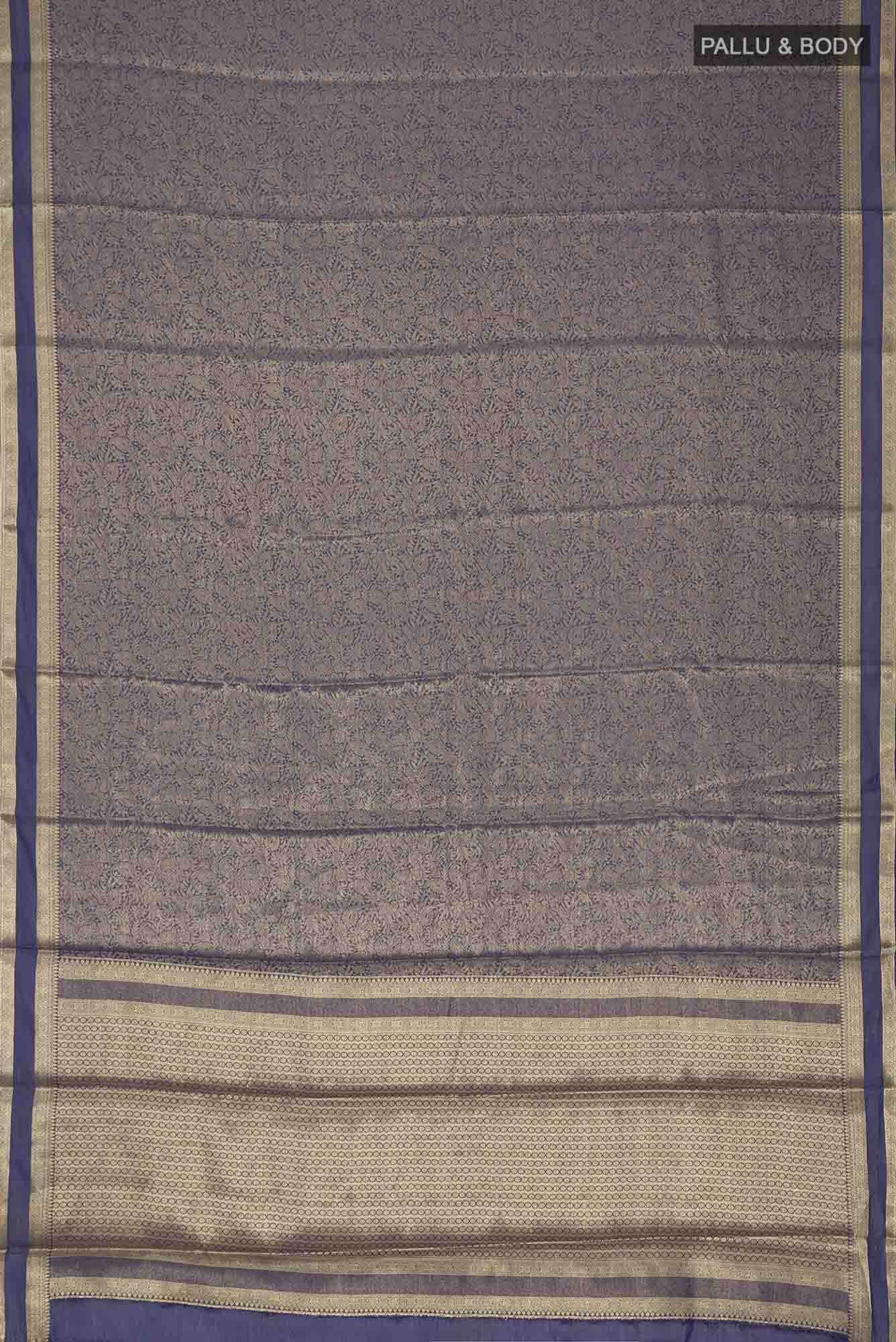 Navy Blue Blended Chiffon Saree