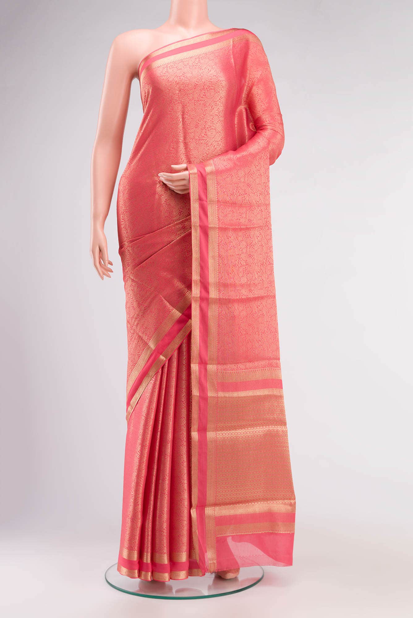 Coral Blended Chiffon Saree