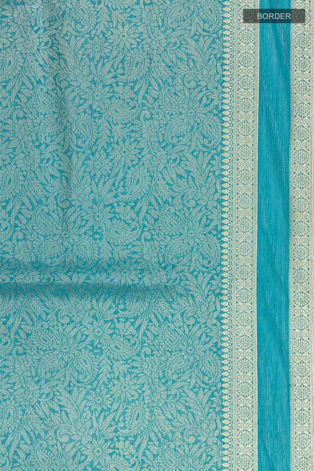 Turquoise Blended Chiffon Saree