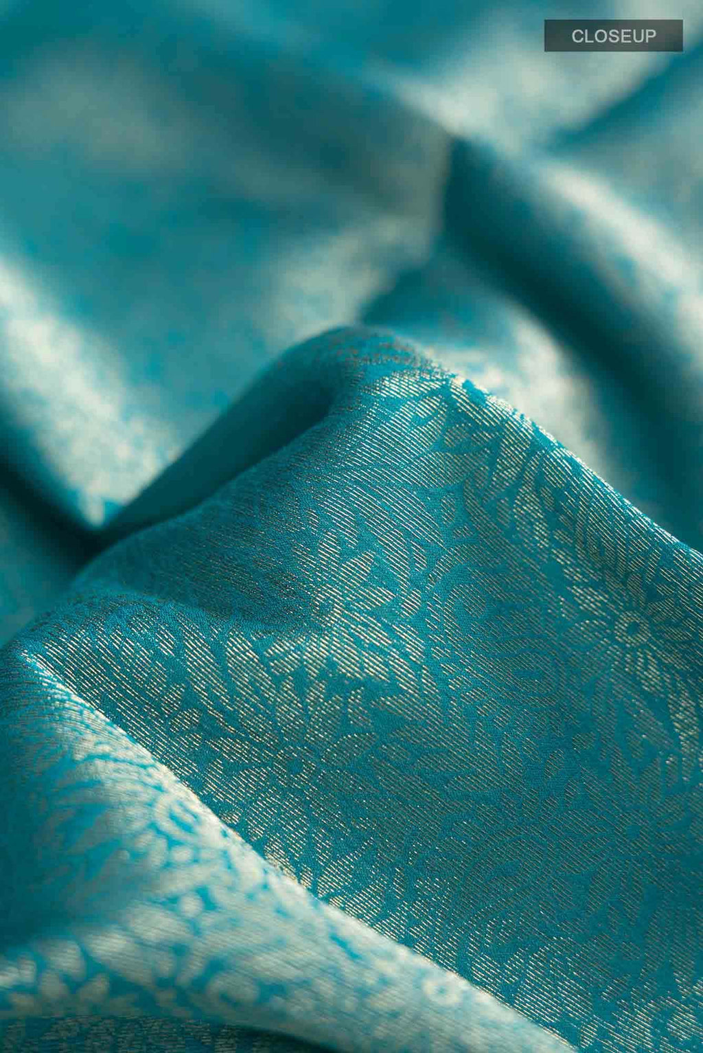 Turquoise Blended Chiffon Saree
