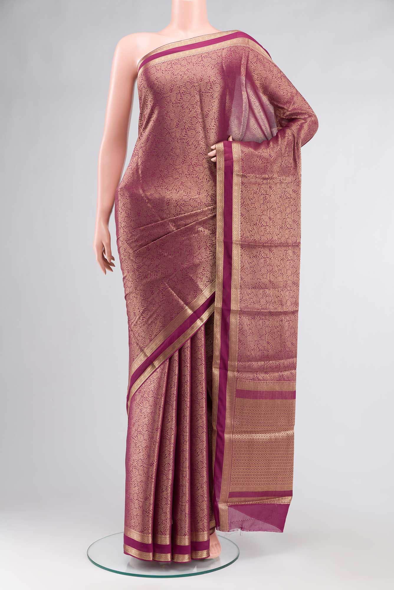 Burgundy Blended Chiffon Saree