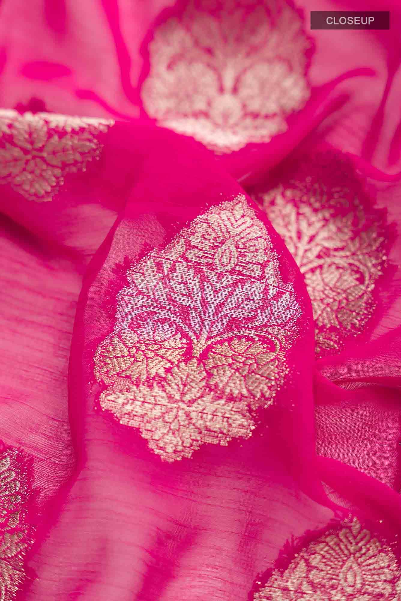 Pink Blended Chiffon Saree