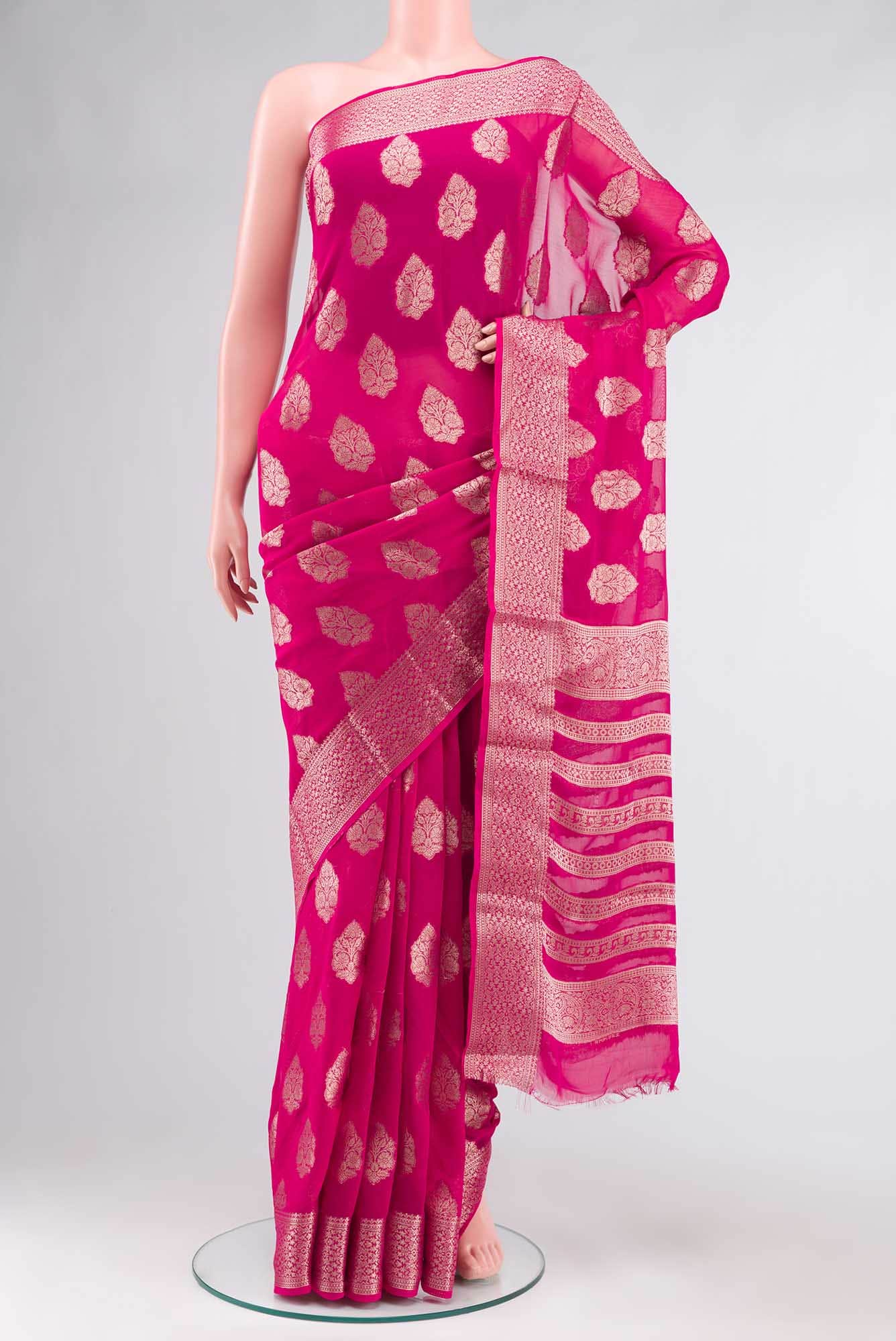 Pink Blended Chiffon Saree