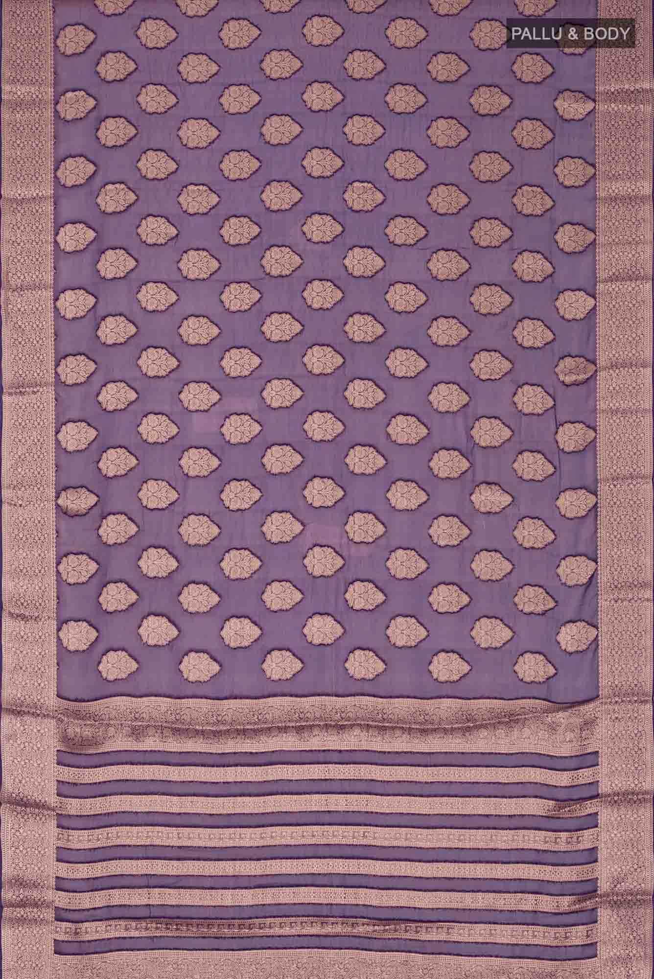 Blue Blended Chiffon Saree