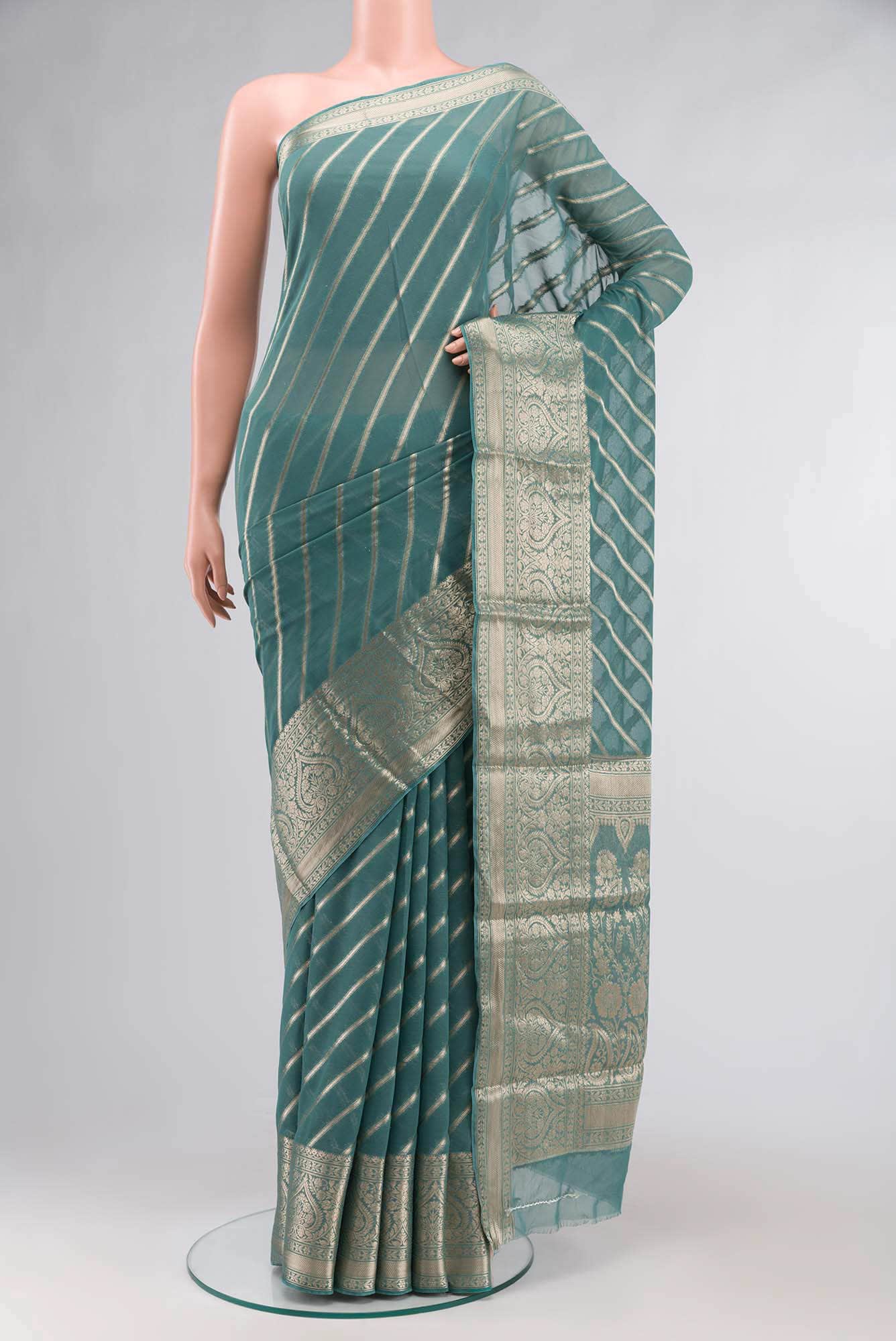 Green Blended Chiffon Saree