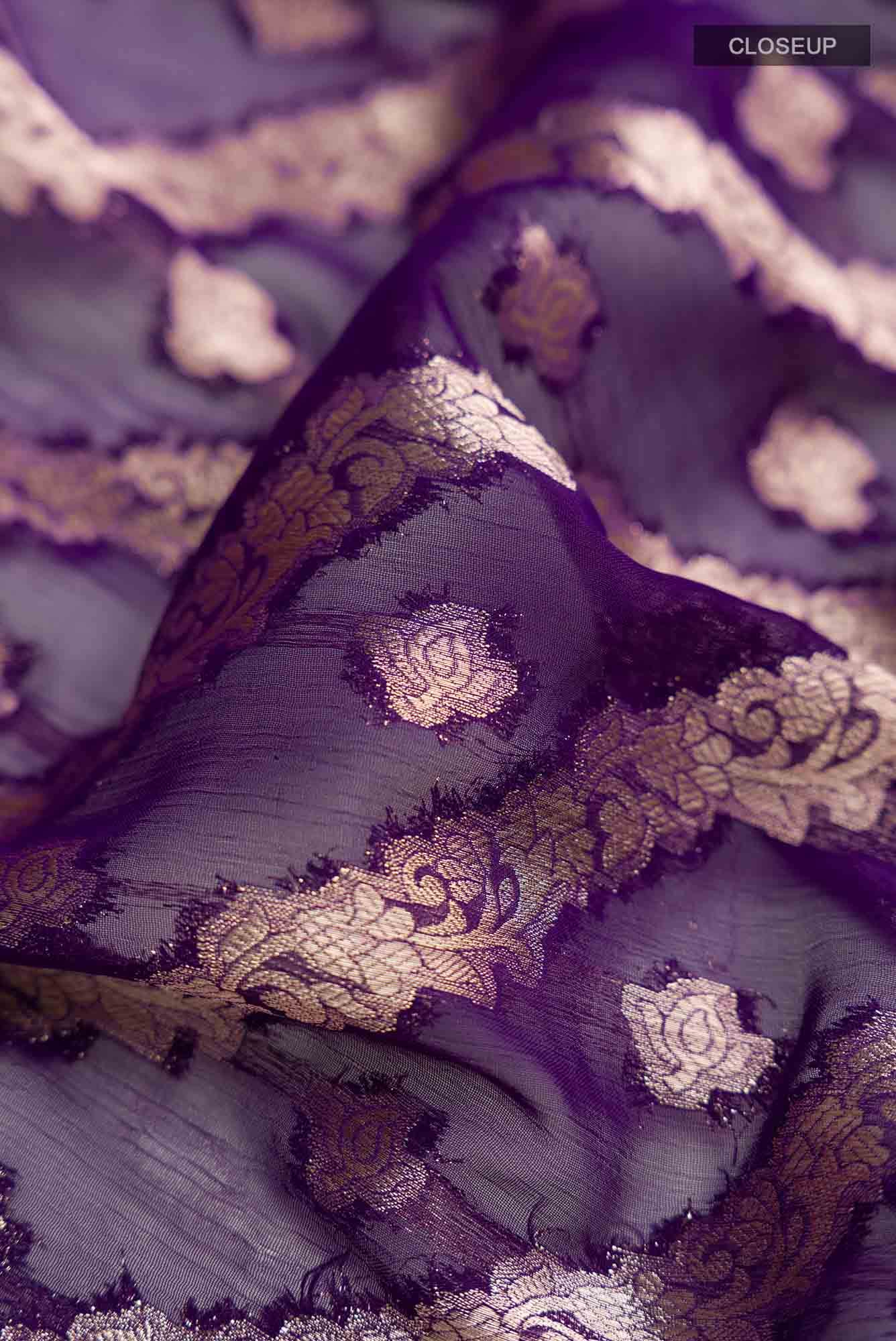Violet Blended Chiffon Saree