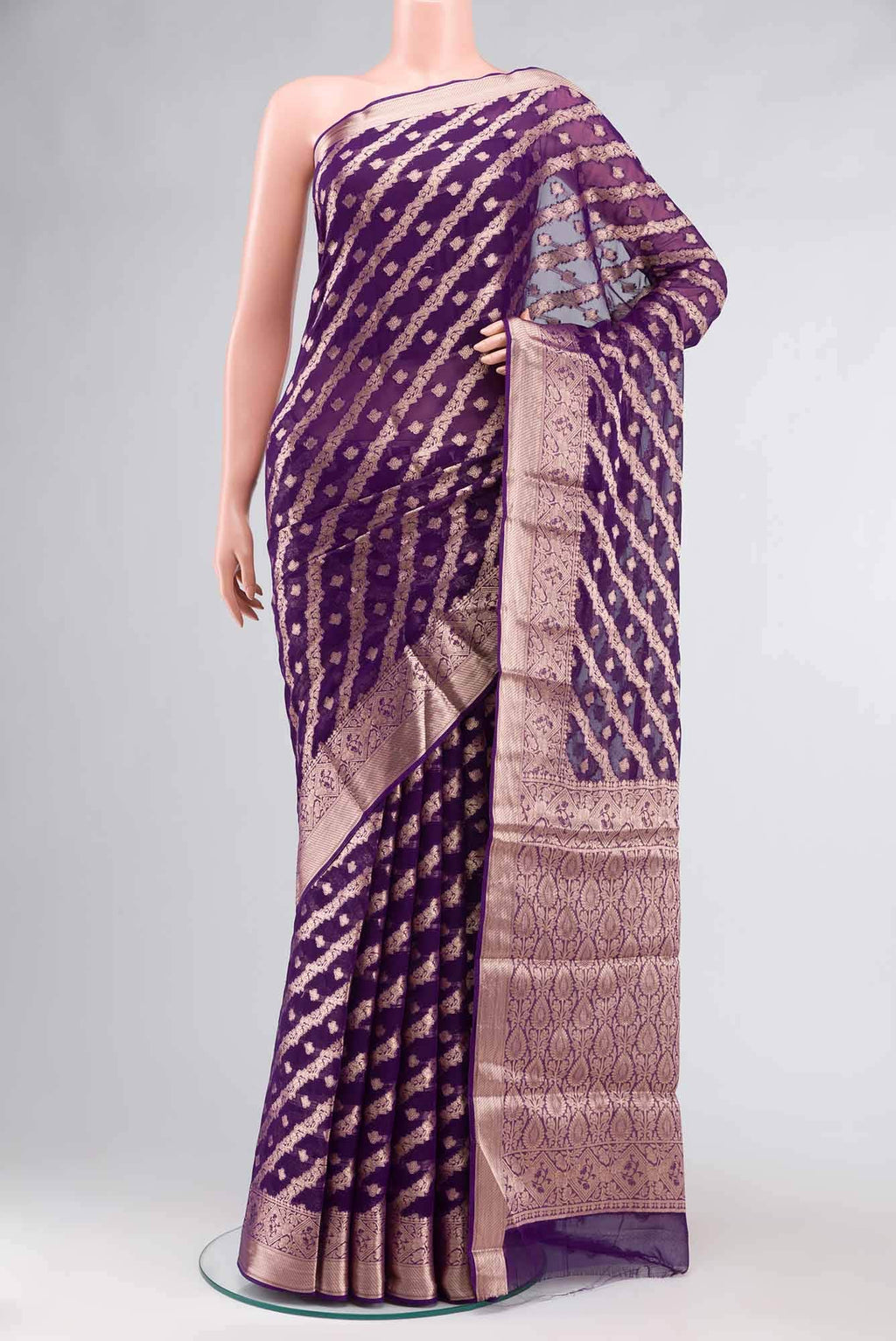 Violet Blended Chiffon Saree