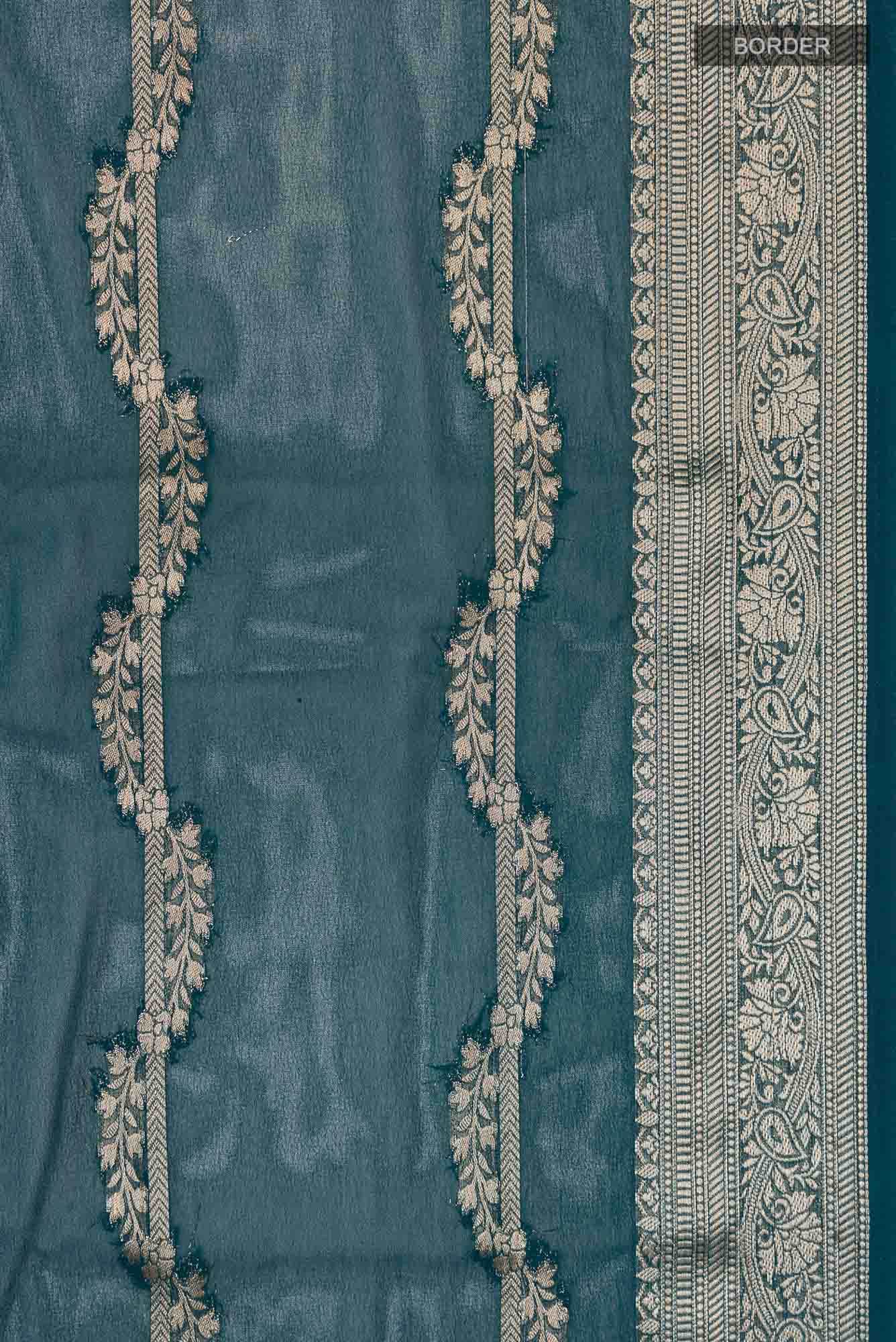 Blue Blended Georgette Saree