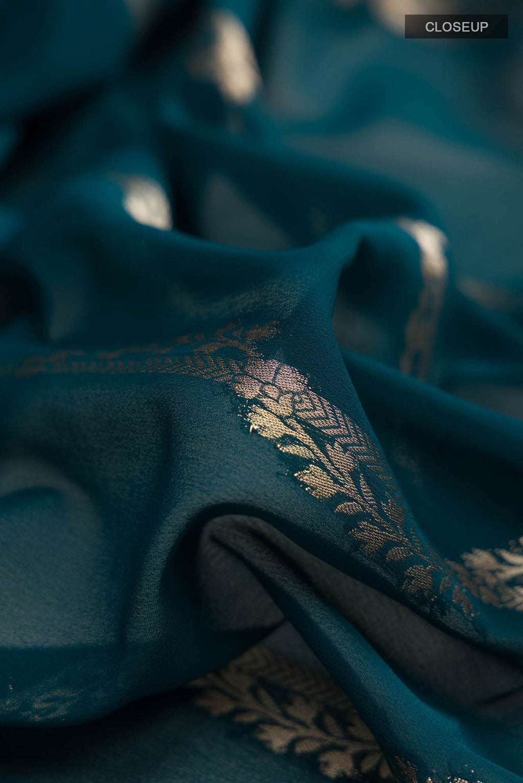 Blue Blended Georgette Saree