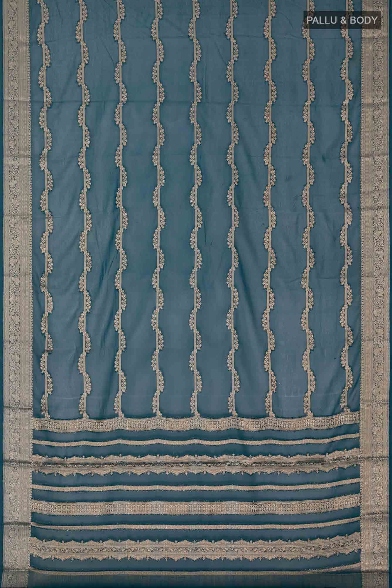 Blue Blended Georgette Saree