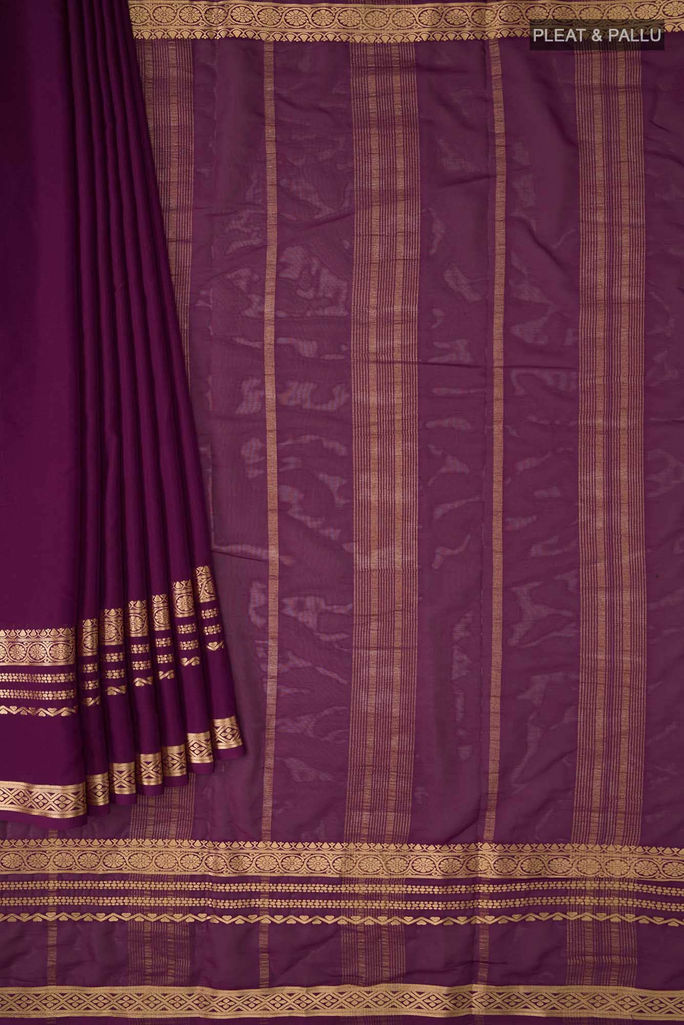 Burgundy Blended Crepe Saree