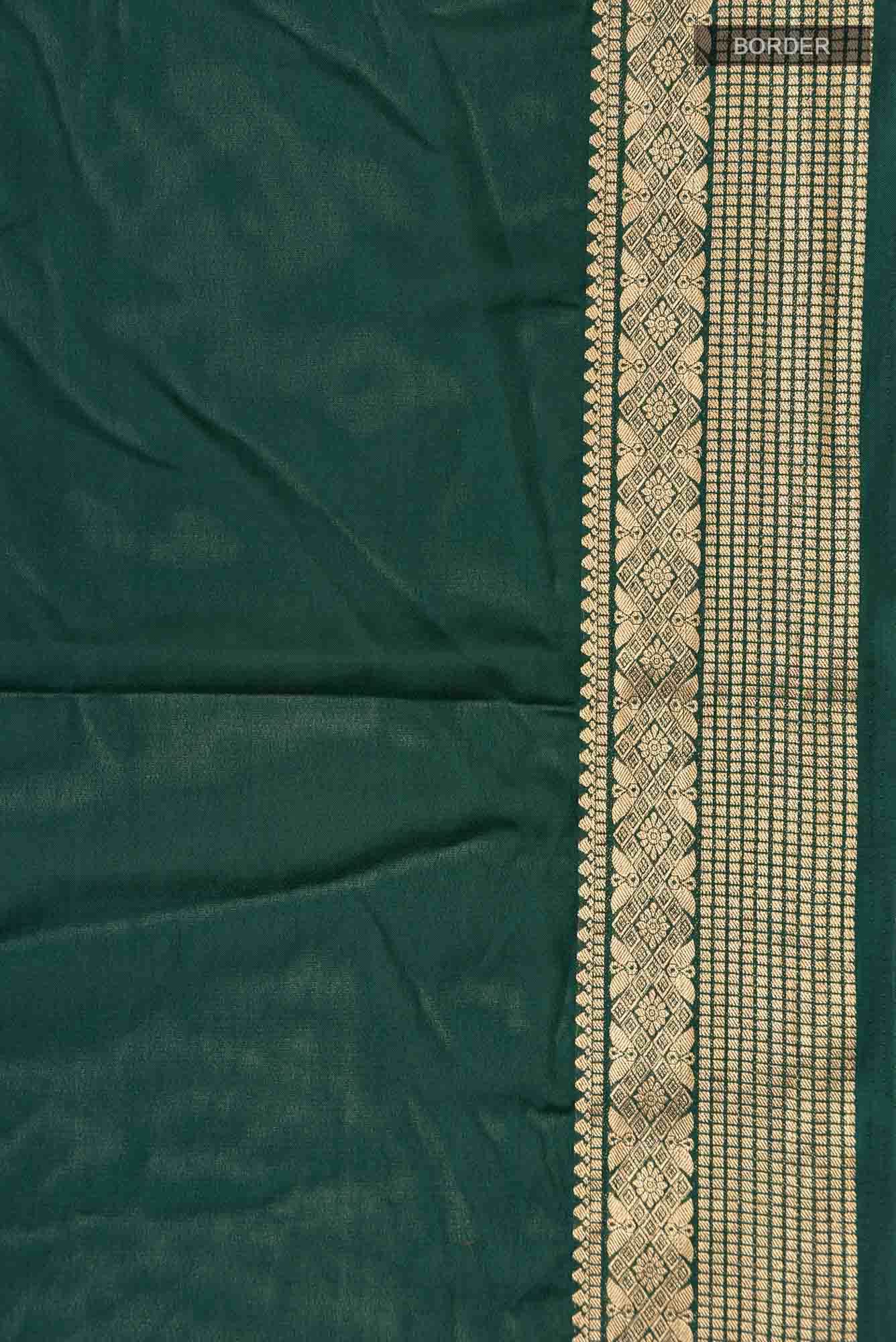 Bottle Green Blended Crepe Saree