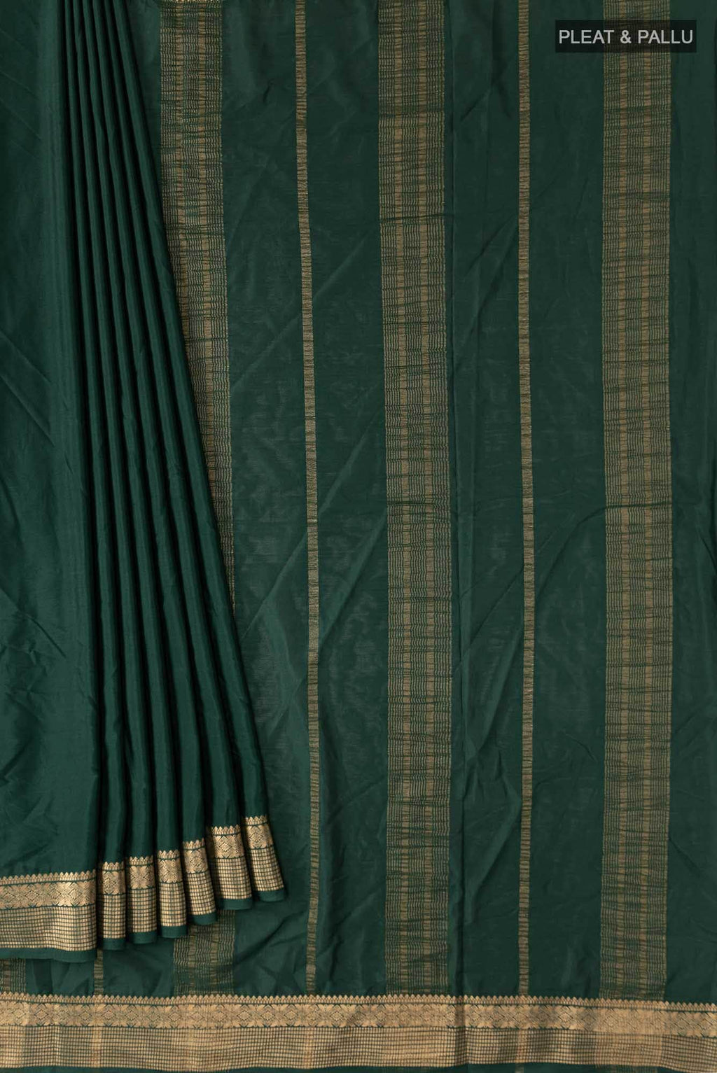 Bottle Green Blended Crepe Saree