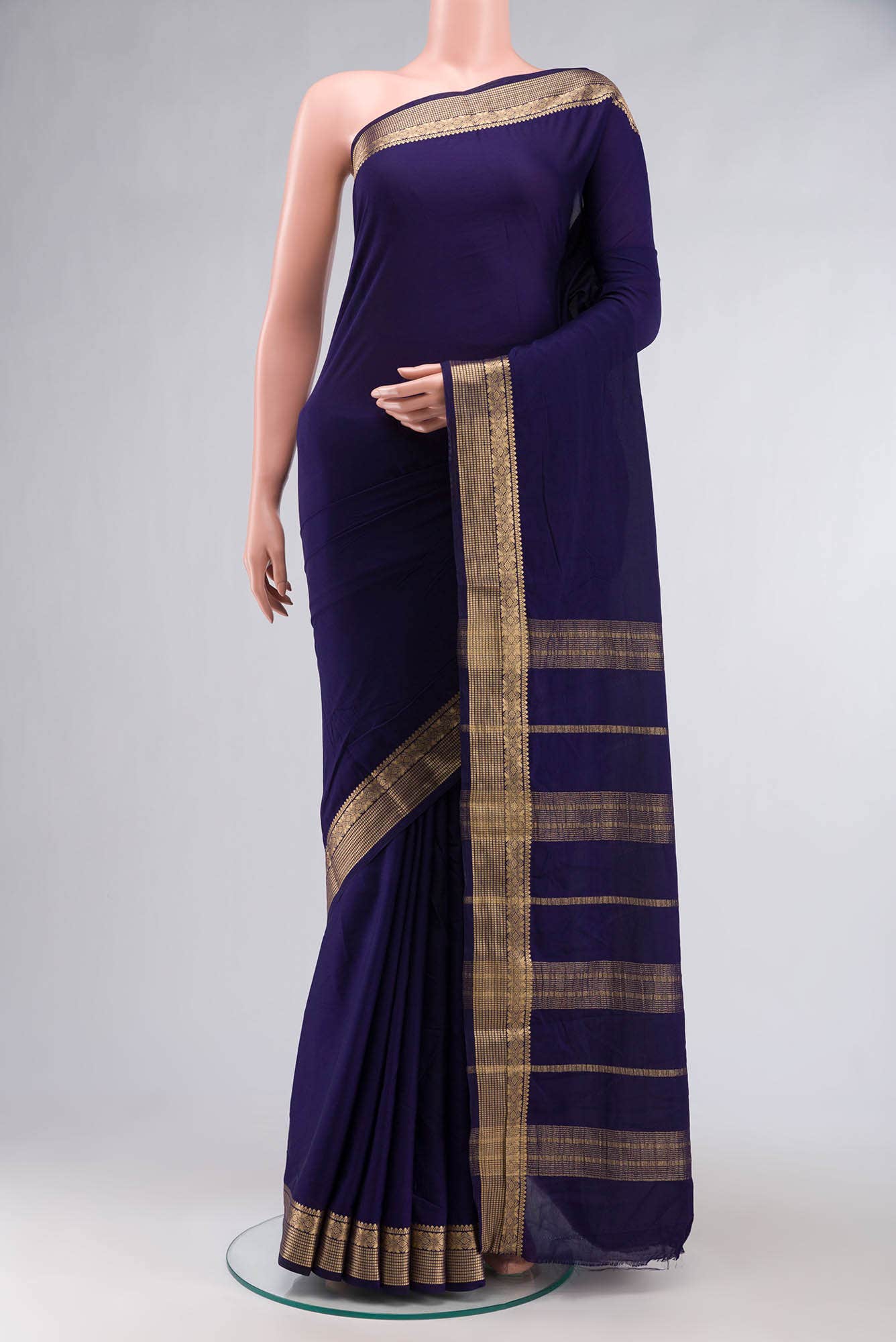 Navy Blue Blended Crepe Saree