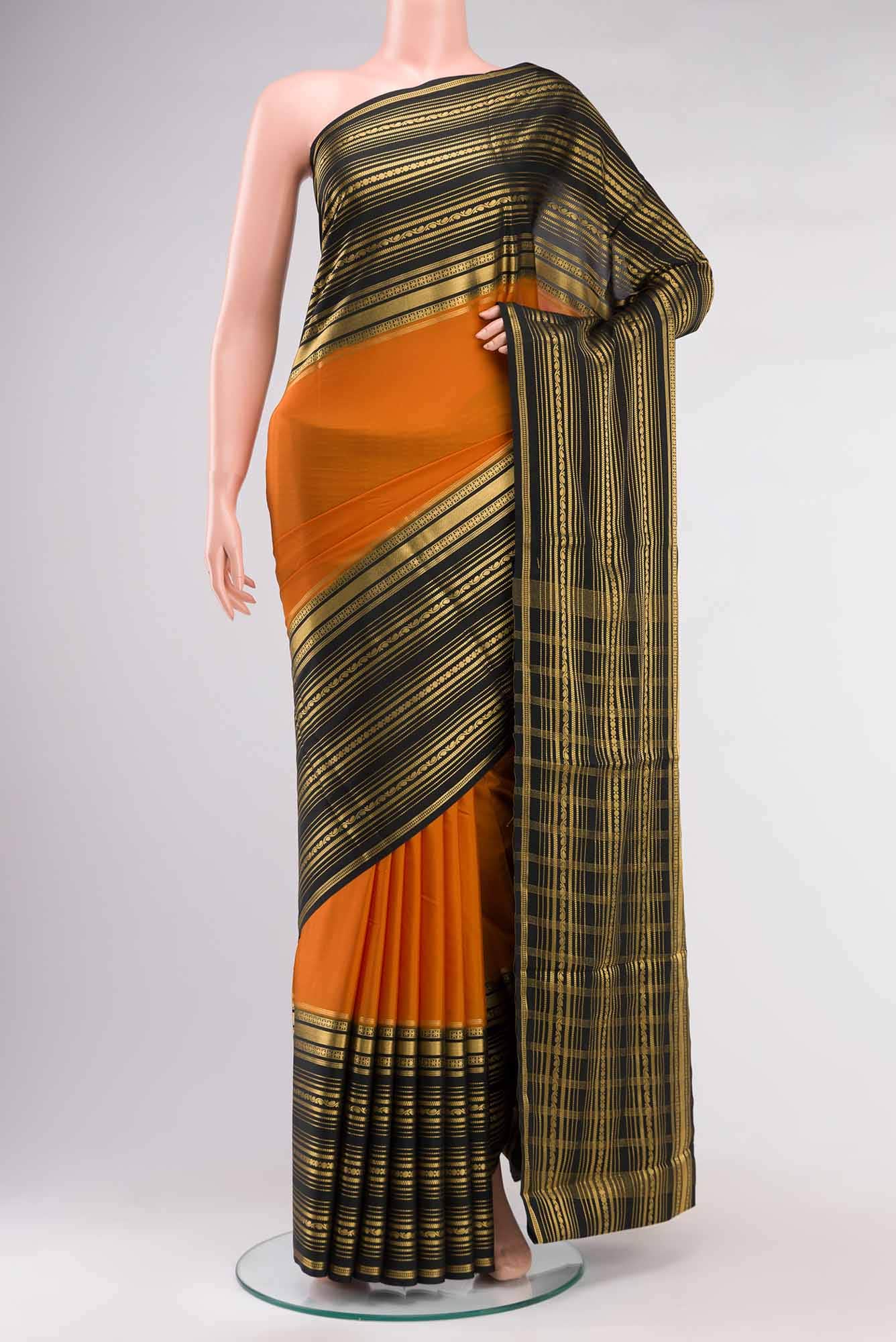 Orange Blended Crepe Saree