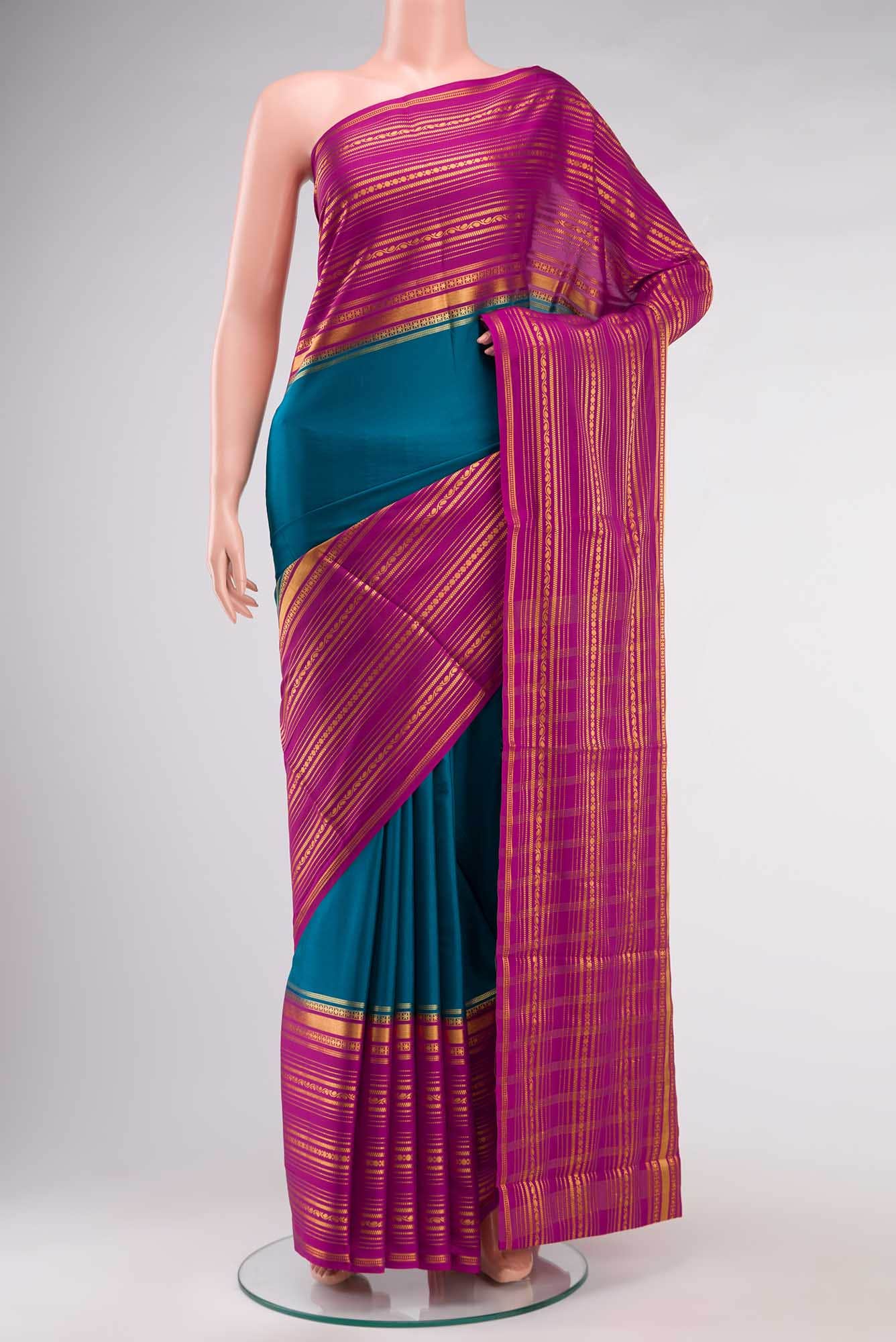Blue Blended Crepe Saree