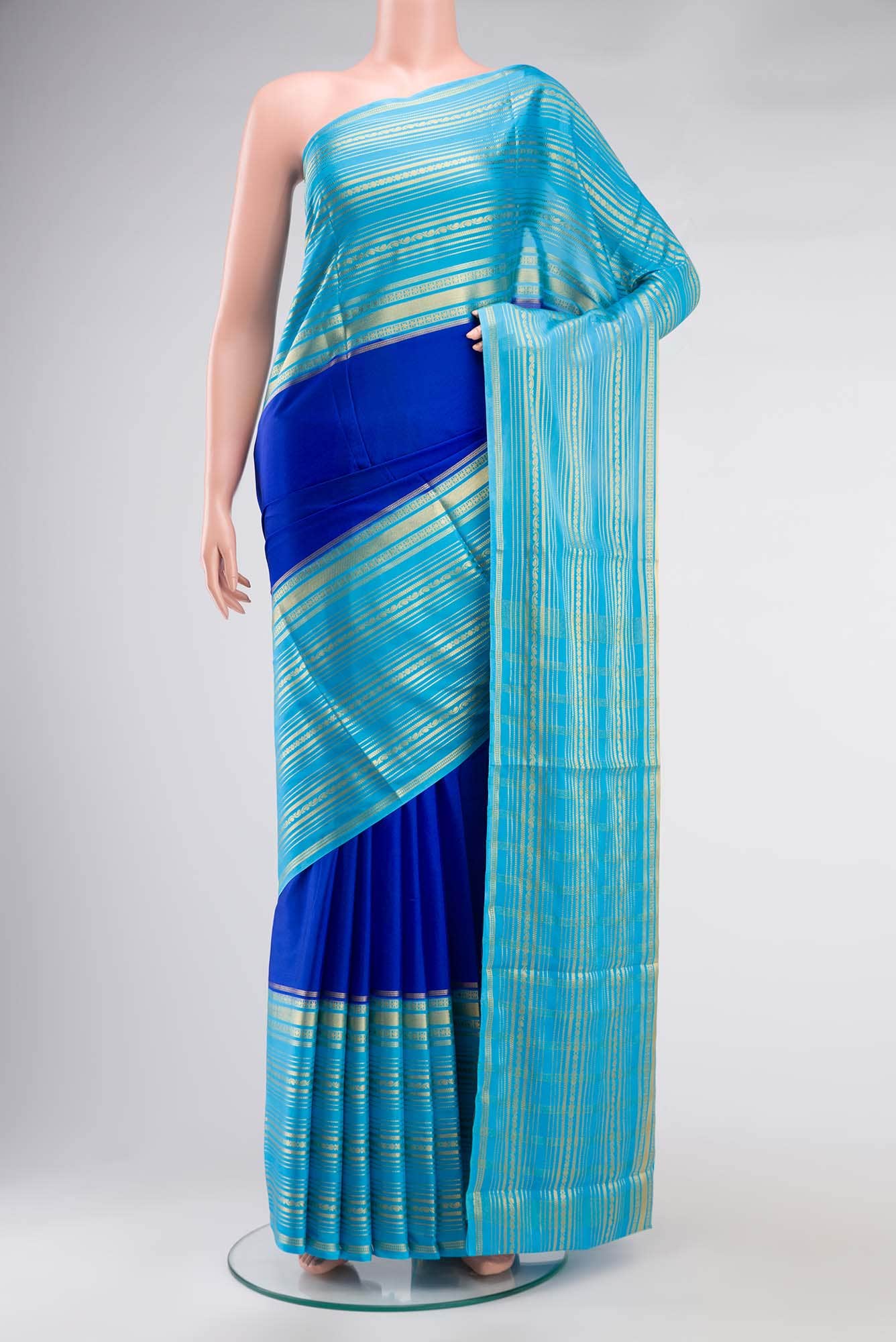Royal Blue Blended Crepe Saree