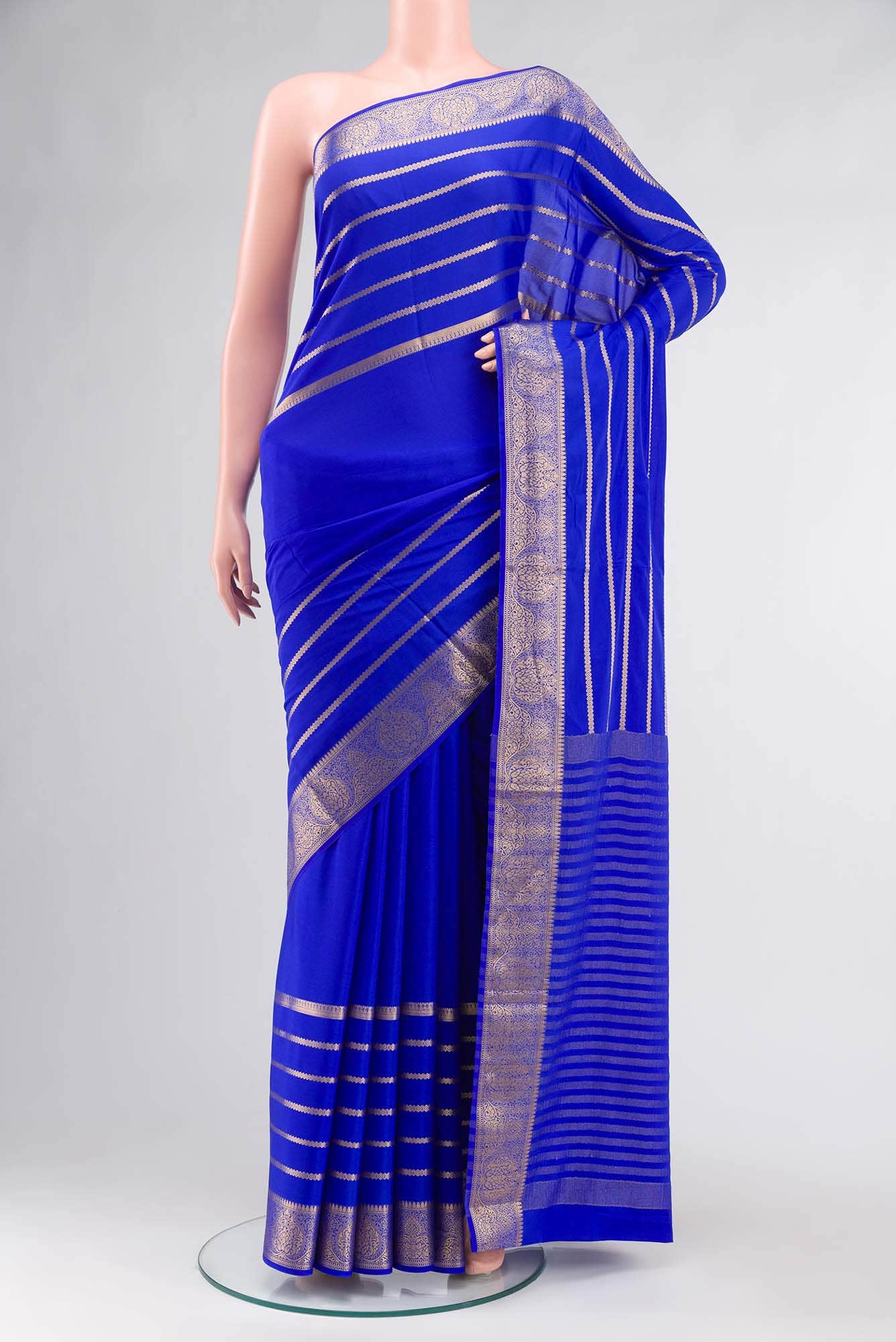 Royal Blue Blended Crepe Saree